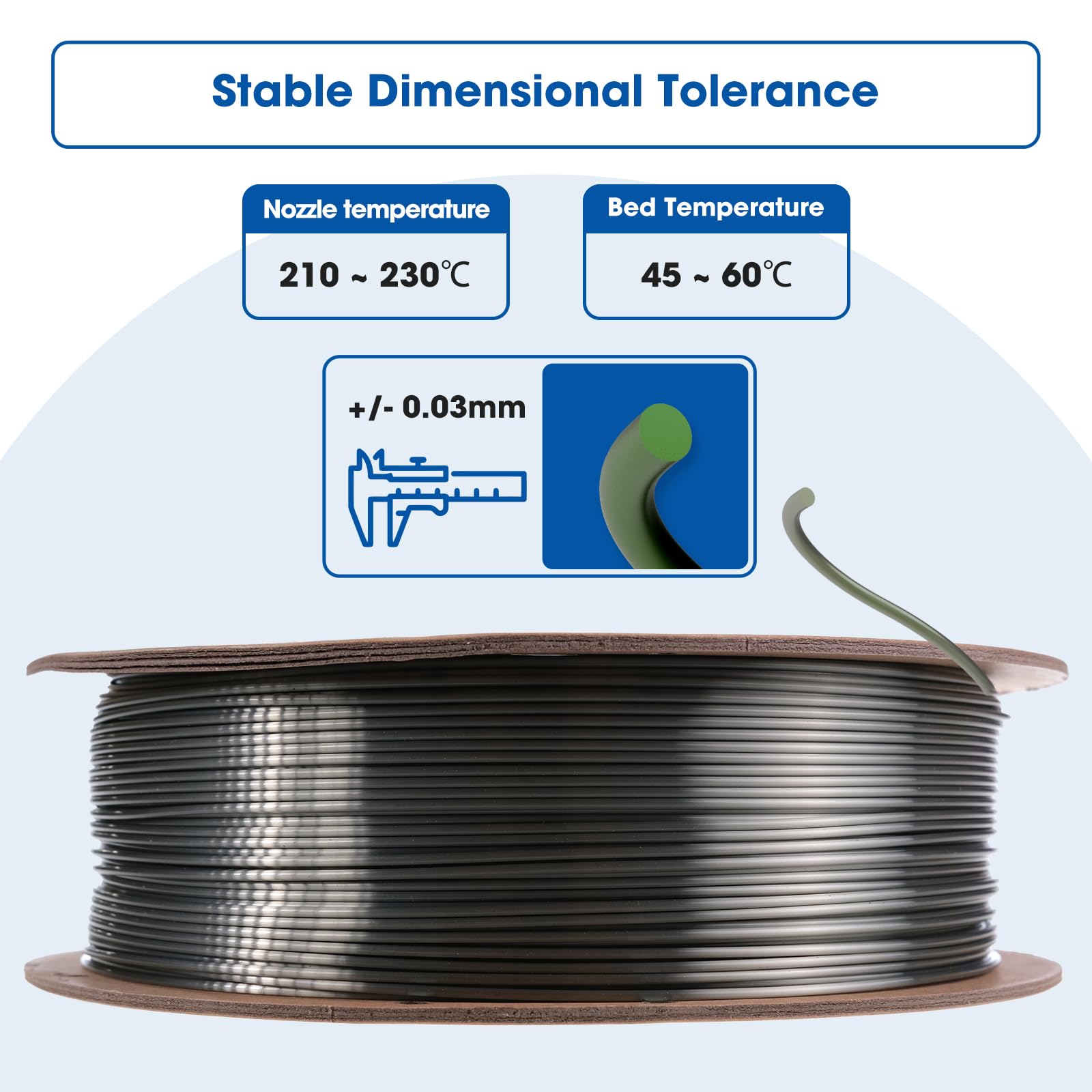 3Dhojor Silk Pla Filament 1.75Mm, Silk Pla 3D Printer Filament, 2.2 Lbs (1Kg) Cardboard Spool, Fit Most Fdm 3D Printer, Silk Bro