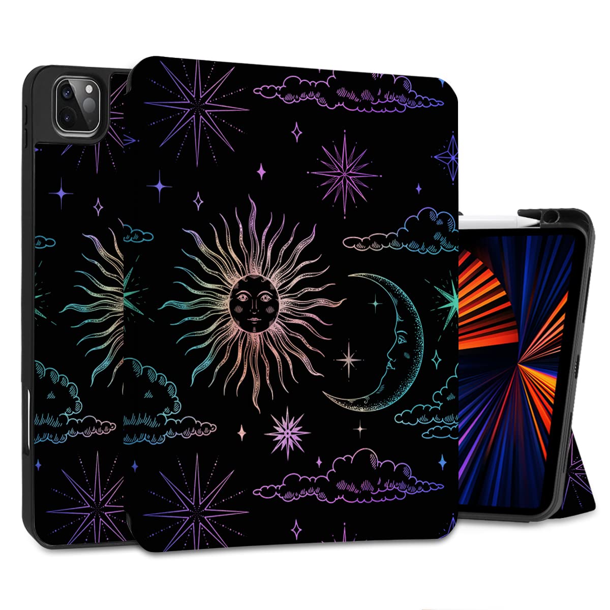 DONGKE Case for iPad Pro 12.9 inch 6th Generation 2022, Built-in Pencil Holder + Trifold Stand + Auto Wake/Sleep + Protective Co