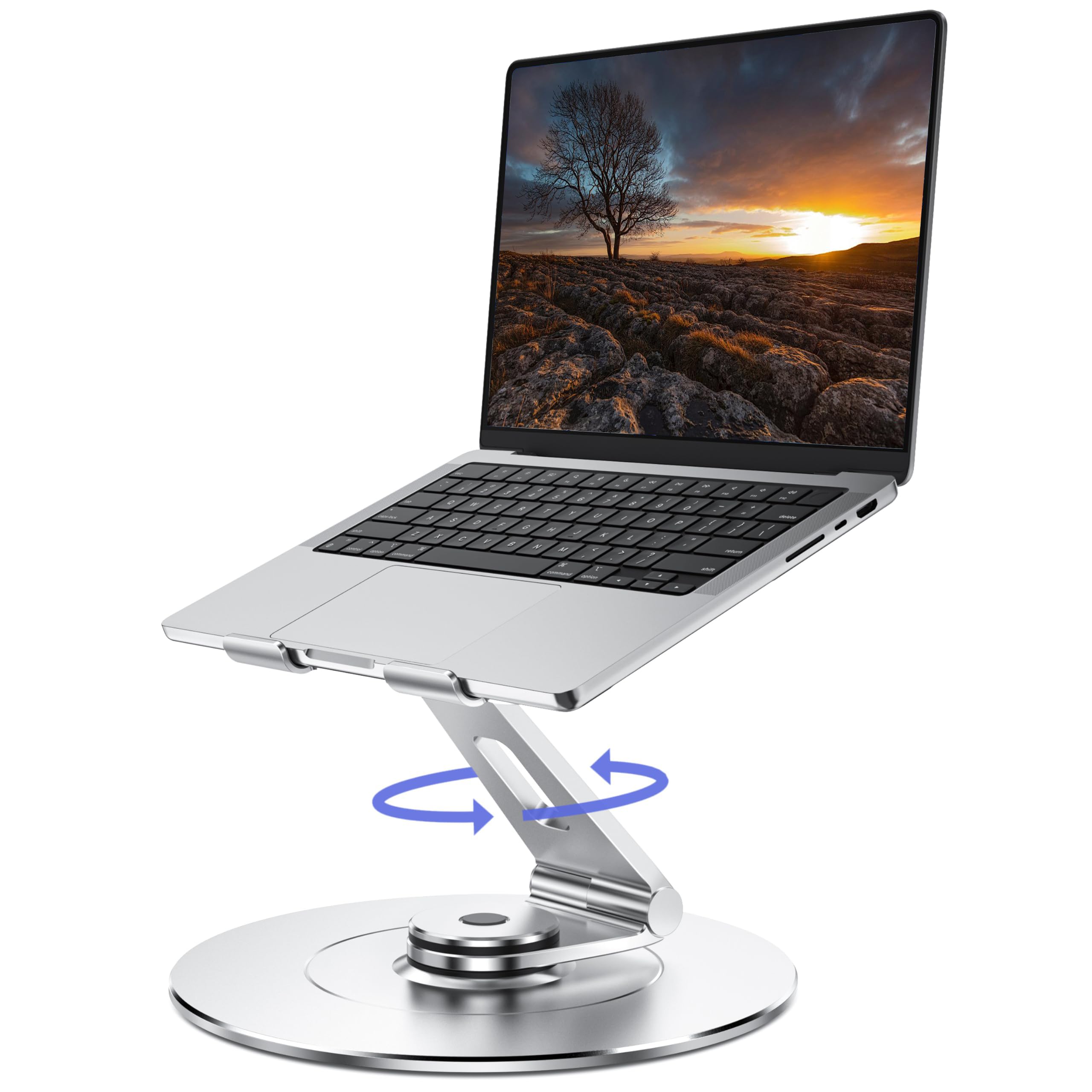 Laptop Stand For Desk With 360 Rotating Base,Ergonomic Protable Laptop Riser For Collaborative Work,Aluinum Computer Notebook St