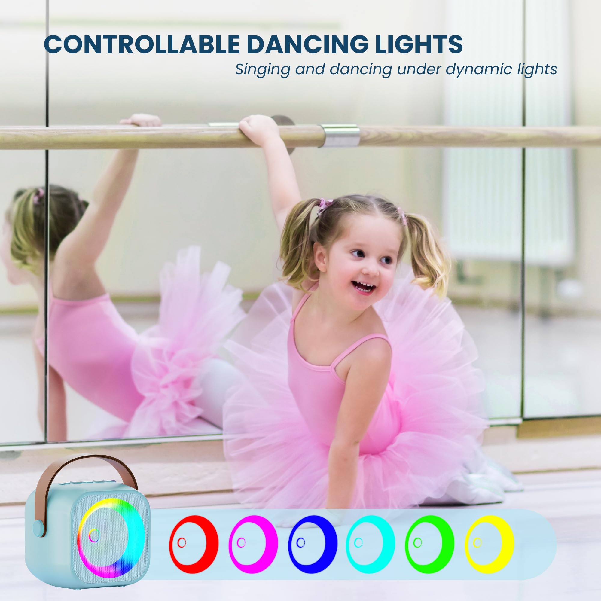 Karaoke Machine, Portable Bluetooth Speaker With 2 Wireless Microphones For Kids, Karaoke Toys Gifts Toys For Girls Boys Family