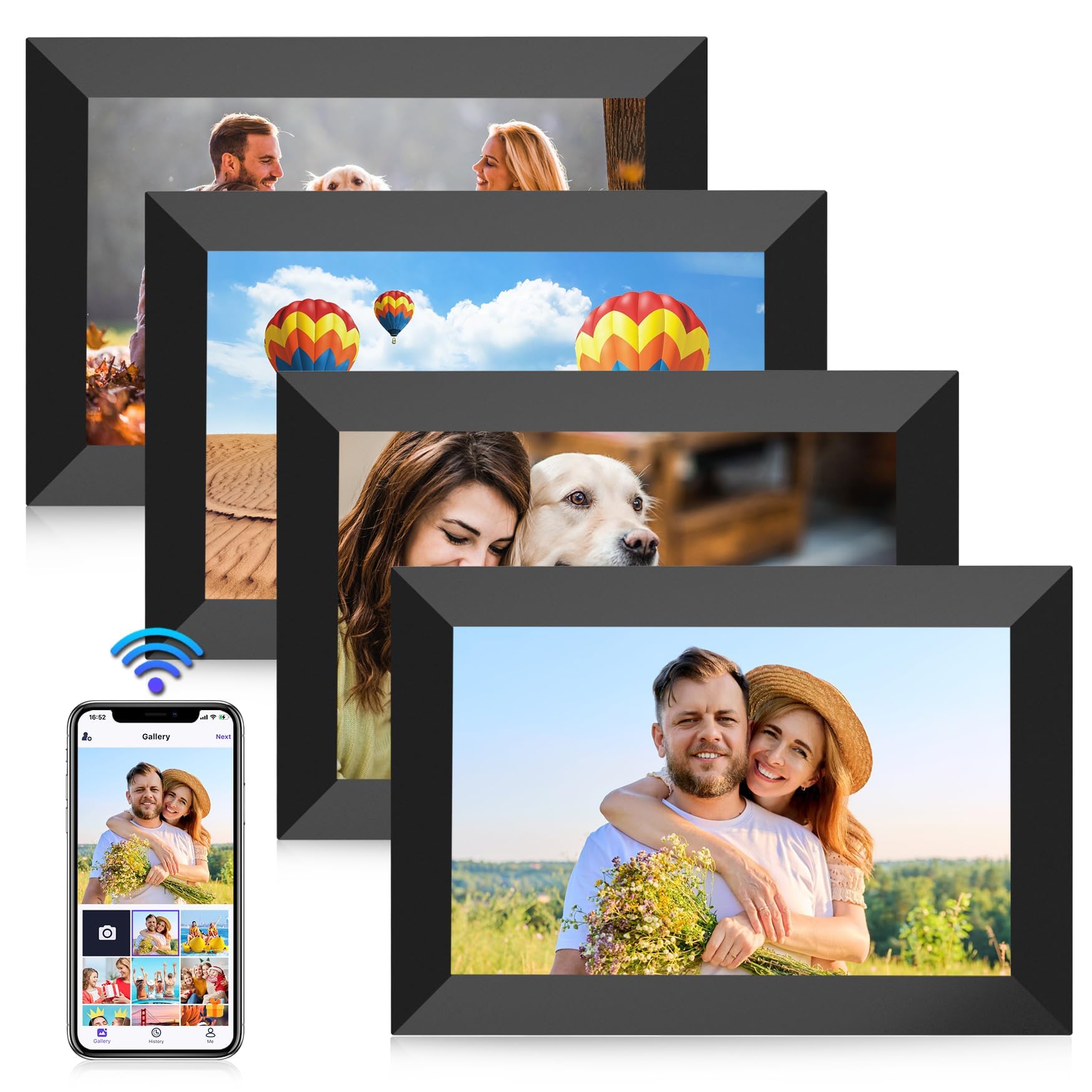 Fangor 10.1 Inch Wifi Digital Picture Frame 1280X800 Hd Ips Touch Screen, Electronic Smart Photo Frame With 32Gb Storage, Auto R