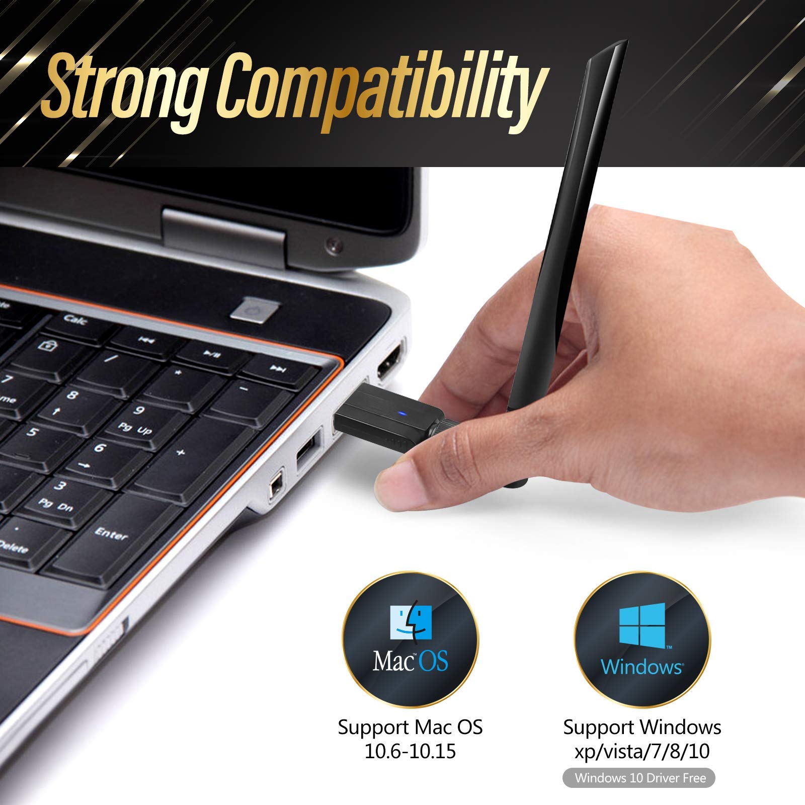 Usb Wifi Adapter � 1200M Wifi Dongle High Speed 802.11Ac 5Dbi Dual Band 2.4/5Ghz Wireless Network Adapter For Pc/Desktop/Tablet/Laptop, Compatible With Windows, Mac Os X