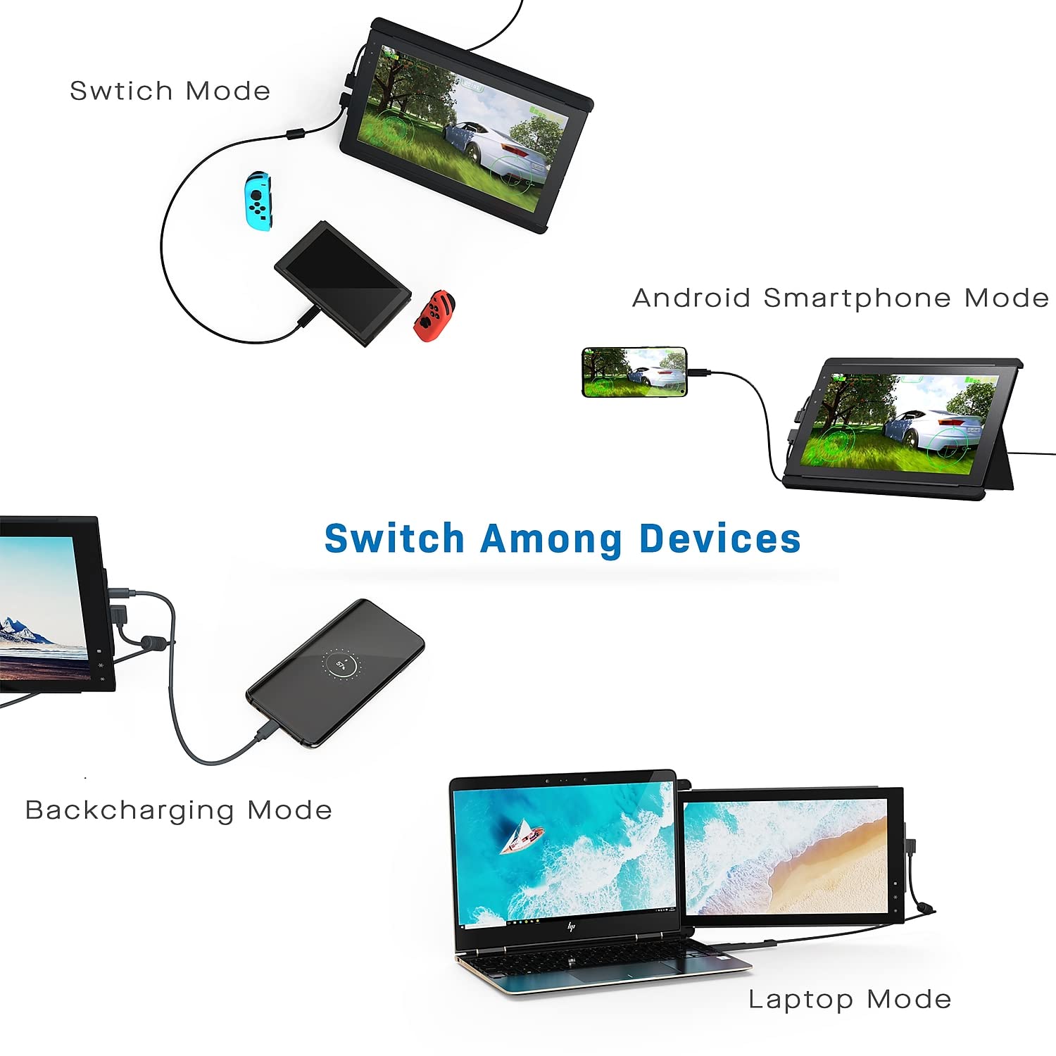 Mobile Pixels Trio Max Portable Monitor, 14 Full Hd Ips Dual Triple Monitor For Laptops, Usb C/Usb A Portable Screen,Windows/M