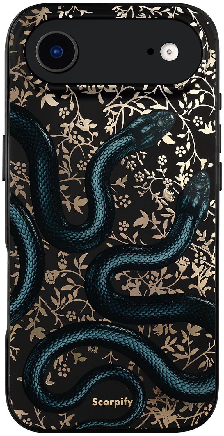 SCORPIFY for iPhone 17 Air Case [Compatible with MagSafe] with Matte Black Double Snake Design, Cute Magnetic Phone Cover for Wo