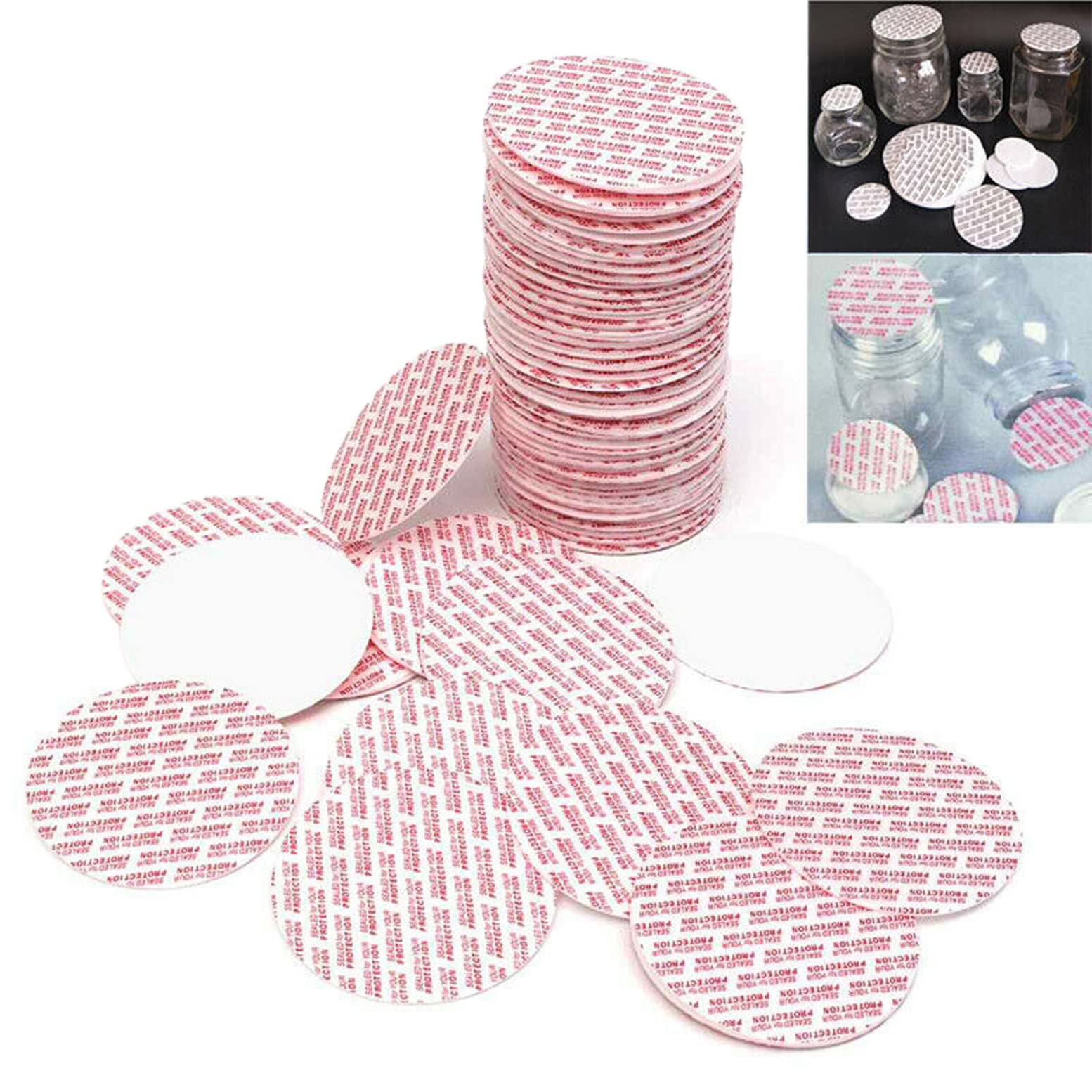 Nanshine 500Pcs 63Mm(2.5') Pressure Activated Seals Cap Liners Red Foam Sealing Inserts For Glass & Plastic Jar Bottles Containers No Induction Sealer Needed