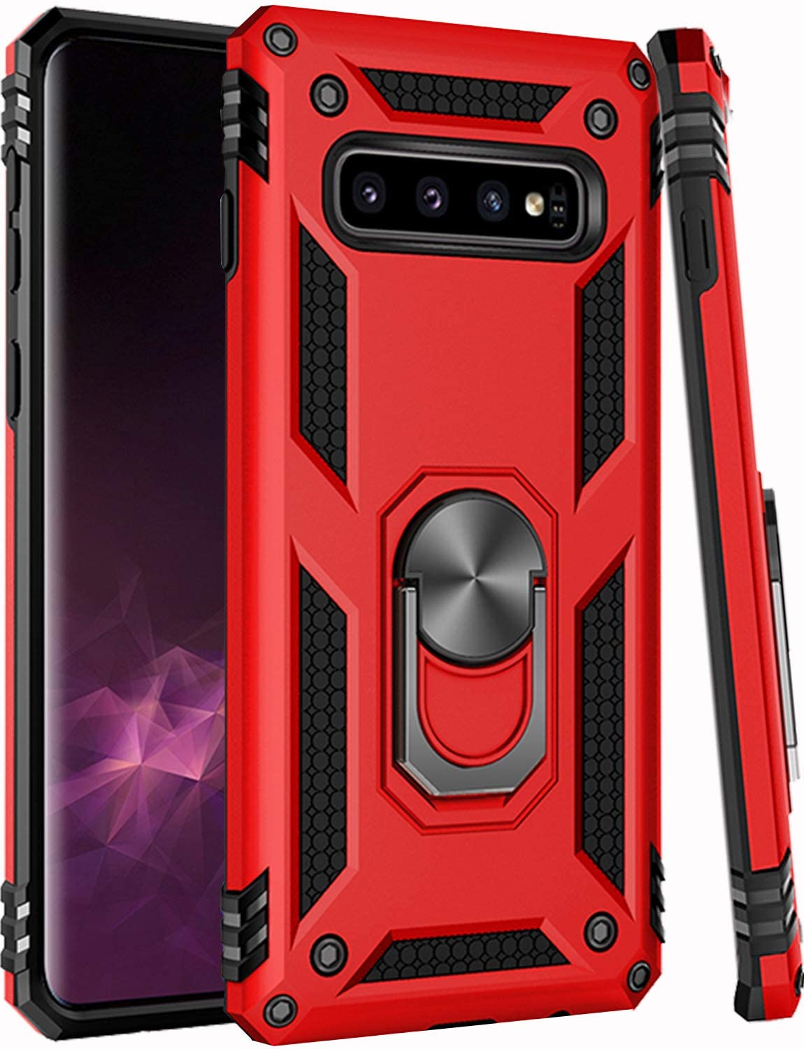 Galaxy S10+ Plus Case,Samsung S10+ Plus Cover,Military Grade 16Ft. Drop Tested With Magnetic Ring Kickstand Compatible With Car