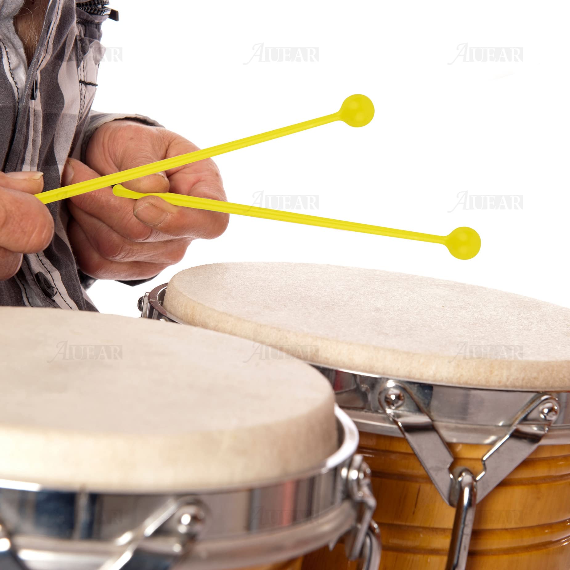 Auear, 10 Pack Plastic Bell Mallets Solid Drum Percussion Sticks Hammer For Drum Chime Xylophone Yellow