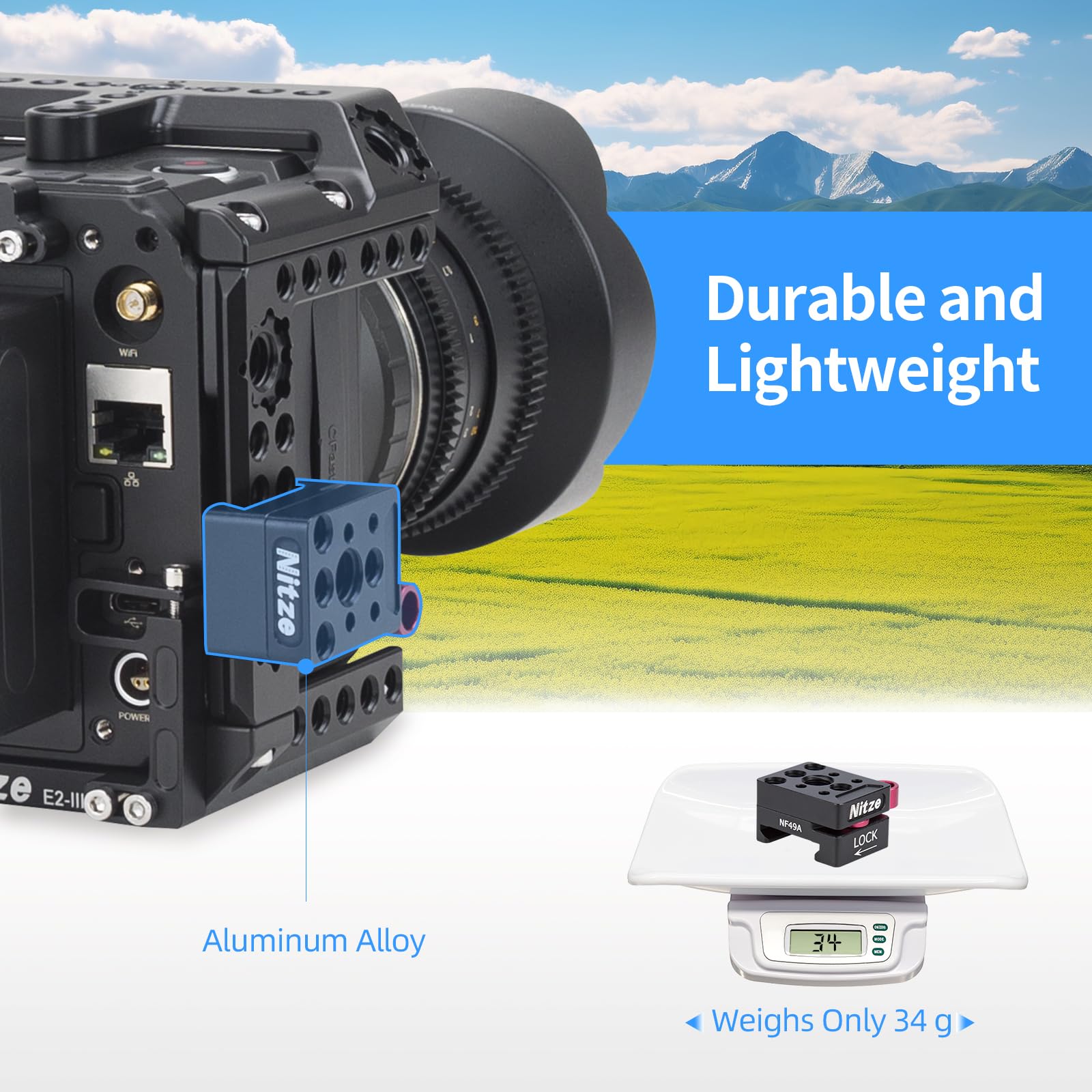 Nitze Quick Release Nato Clamp With 1/4� Threaded Holes, 1/4� Locating Hole And 3/8� Arri Locating Hole For Camera Cage Monitor Cage Magic Arm   Nf49A