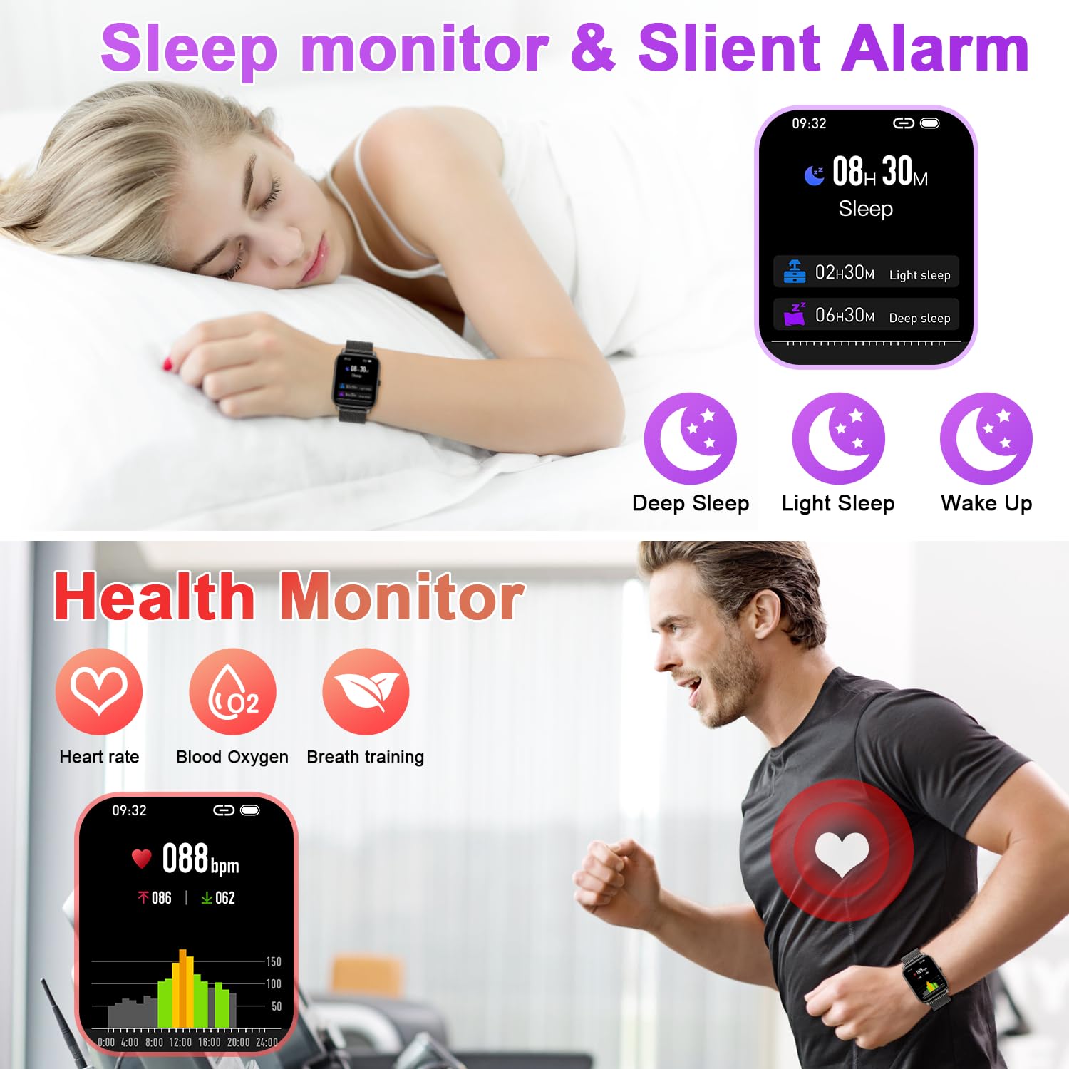 Smart Watch For Women Men Fitness: (Make/Answer Call) Bluetooth Smartwatch For Android Phones Iphone Waterproof Outdoor Sport Di