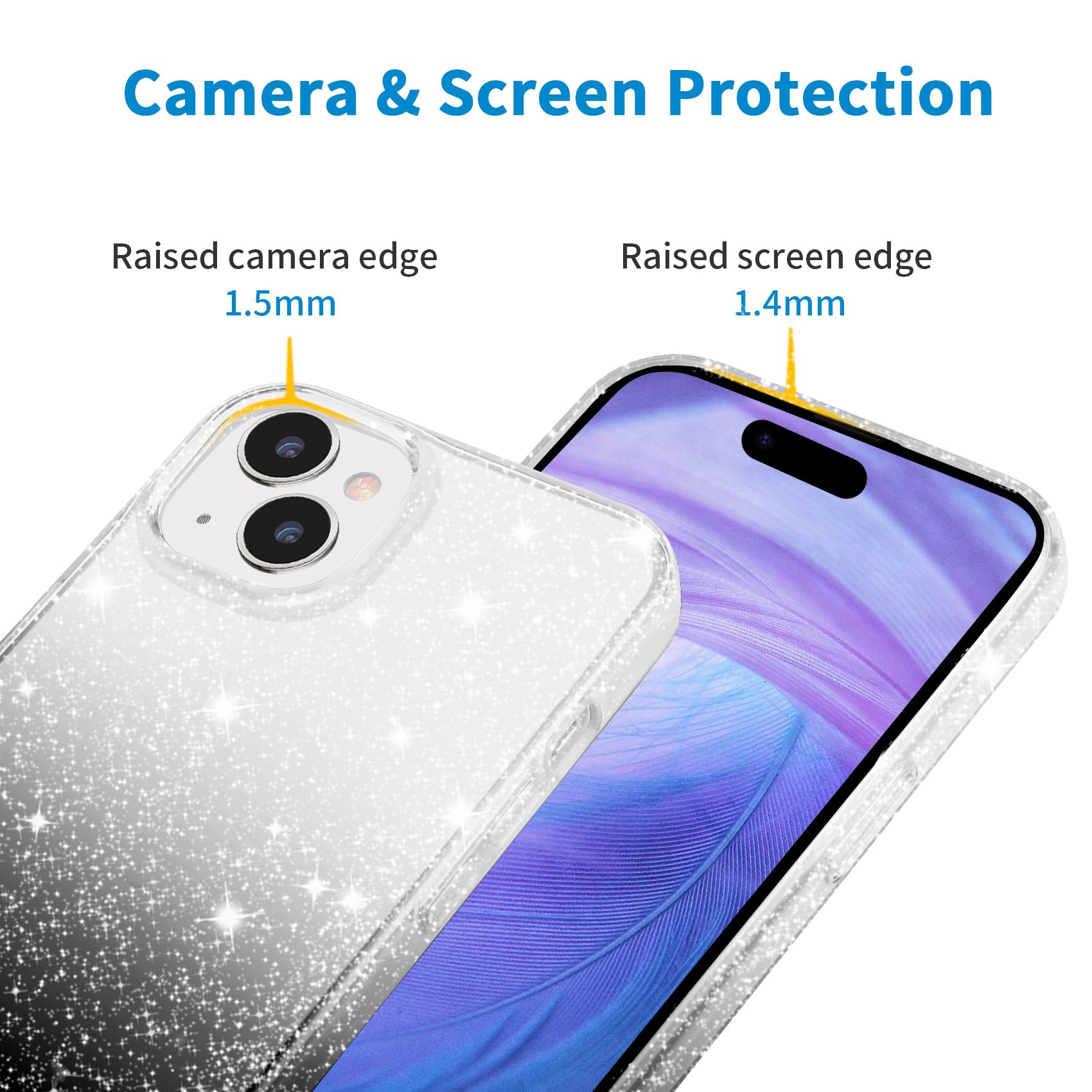 Jjgoo Compatible With Iphone 15 Case Glitter, Clear Transparent Soft Tpu Sparkle Anti Scratch Shockproof Protective Phone Bumper