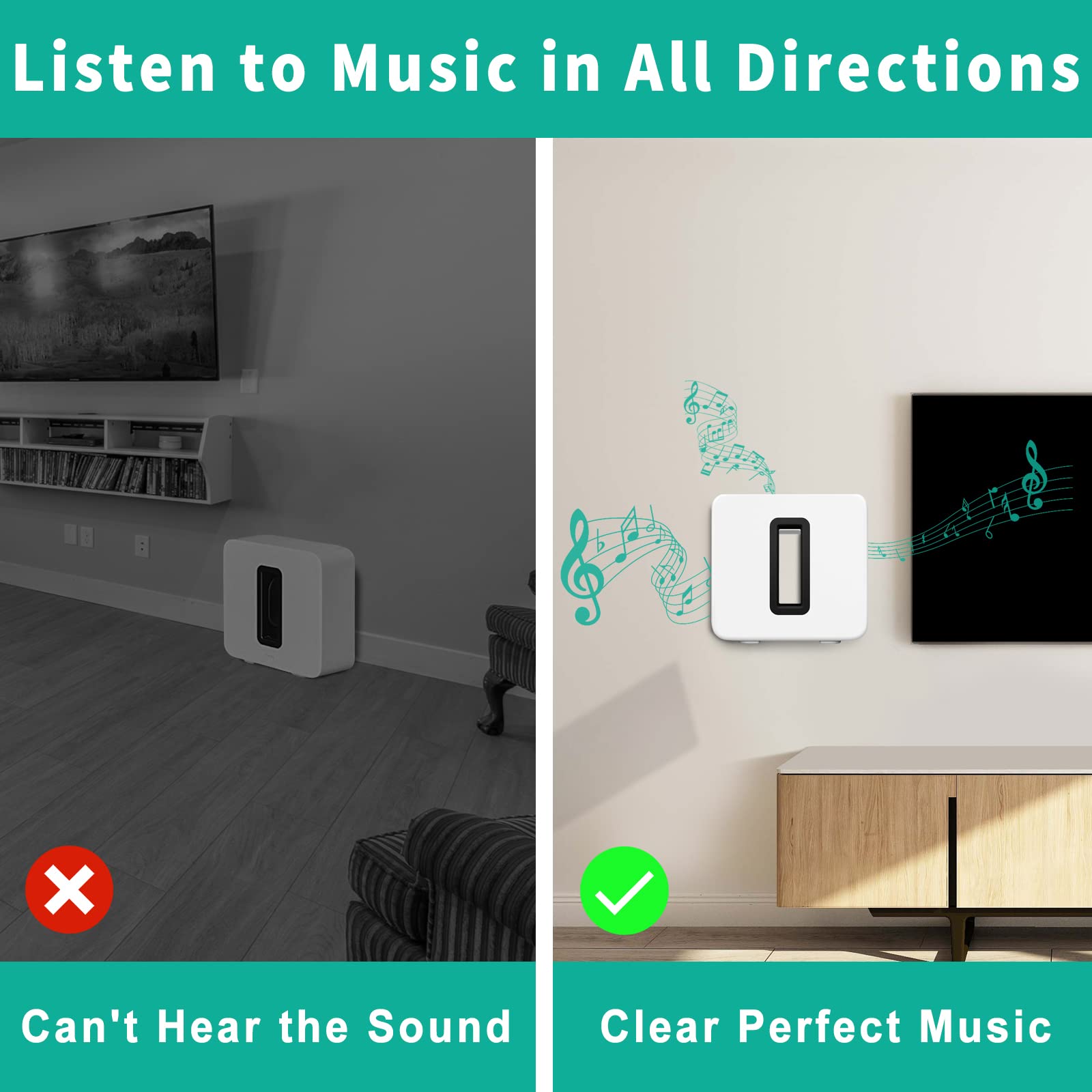 Wall Mount For Sonos Sub Gen 3 Gen 2 Mount, Heavy Duty Wall Mount For Sonos Sub Mounts, Mounting Brackets For Sonos Wireless Sub