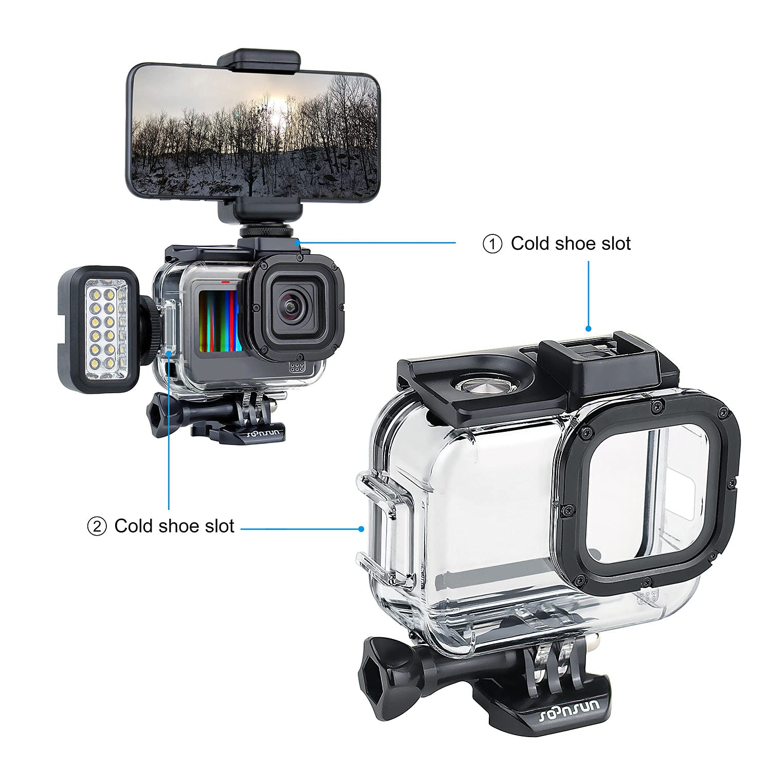 Soonsun Skeleton Case With Side Door For Gopro Hero 13 12 11 10 9 Black, Side Open Protective Housing With Skeleton Backdoor For