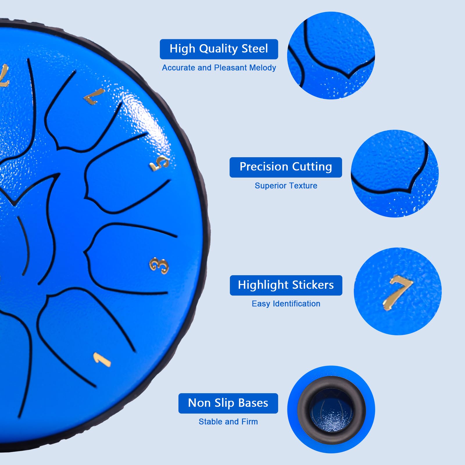 Jytmus Steel Tongue Drum 11 Notes 6 Inches Rain Drum For Outside With Drum Bag, Music Book, Drum Mallets, Mallet Holder, Finger