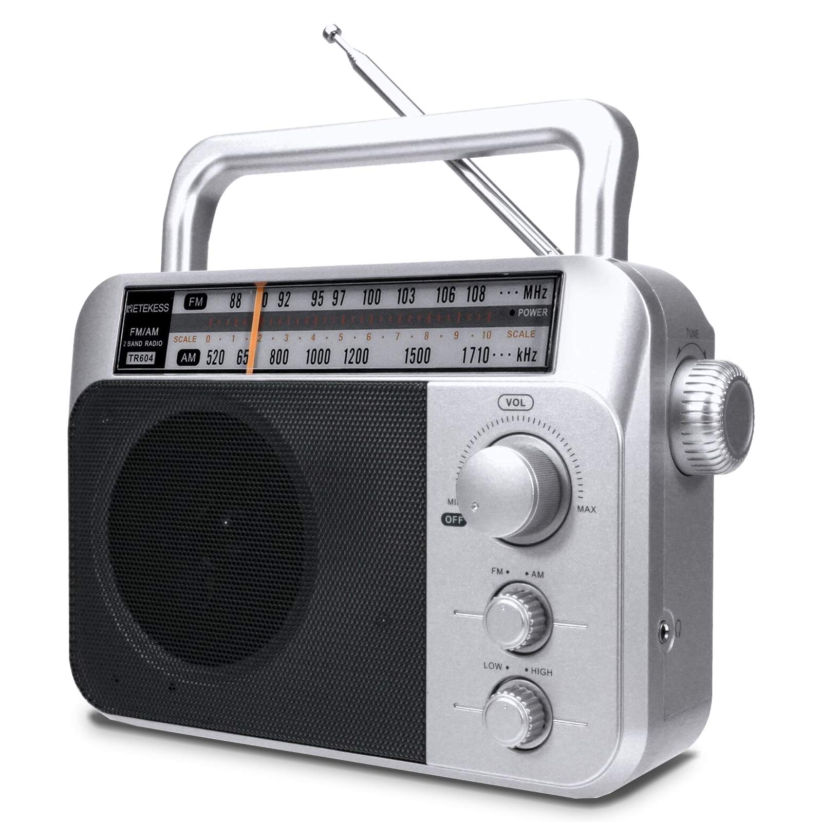 Retekess Tr604 Am Fm Radio Portable Transistor Analog Radio With 3.5Mm Earphone Jack Battery Operated Boombox By 3 D Cell Batter