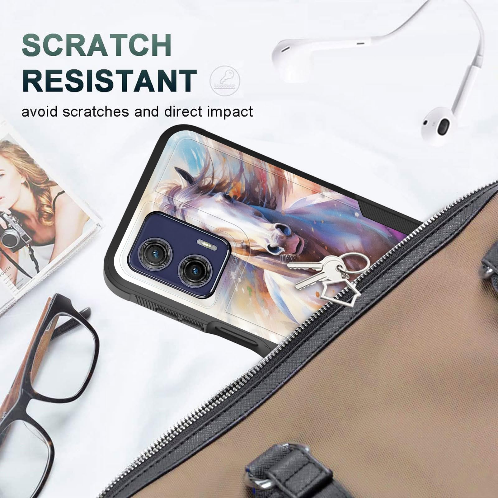 Cicplkse For Moto G Power 5G/Moto G 5G 2023 Case,Dual Layer Heavy Duty Hybrid Shockproof Hard Pc Soft Silicone Tpu Bumper Protec