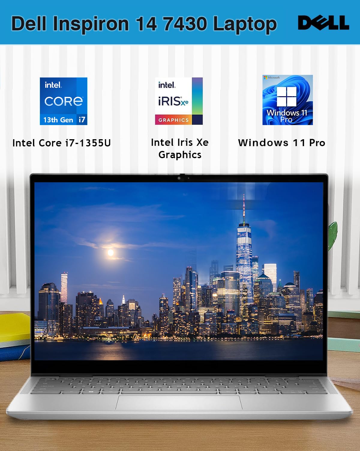 Dell Inspiron 7430 2 In 1 Laptop Computer, 14    Fhd Touchscreen, Intel 10-Core I7-1355U, 16Gb Ddr5 Ram, 1Tb Ssd, Windows 11 Pro