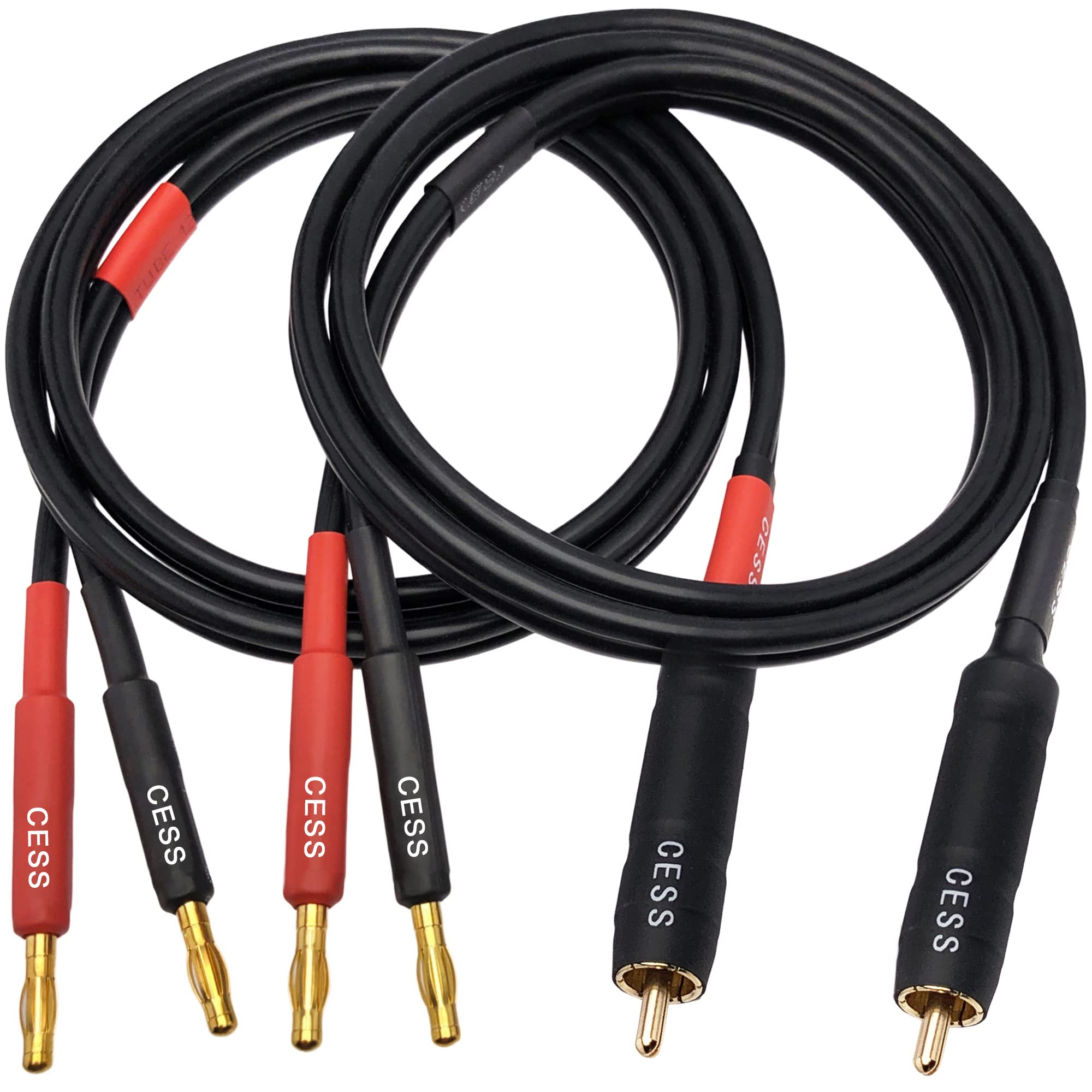 CNCESS Banana Plug to RCA Phono Speaker Cable, 12AWG Silicone Wire, High-Level Audio Adapter, 3 Feet, 2 Pack
