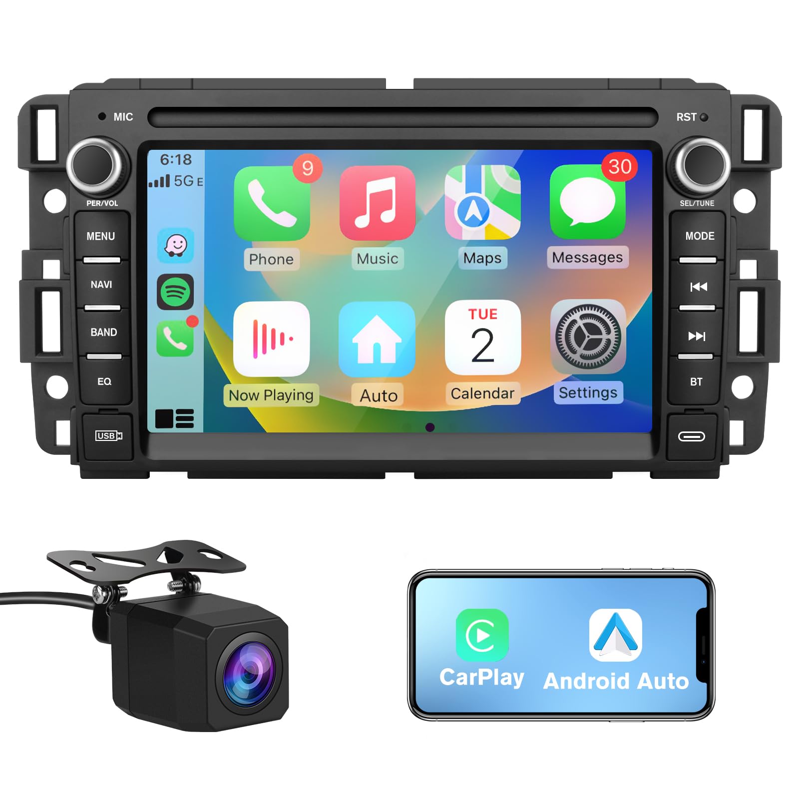 Awesafe Car Stereo Radio For Chevy Silverado Chevrolet Gmc Buick Yukon, Android 13 Carplay Android Auto Bluetooth Touch Screen H
