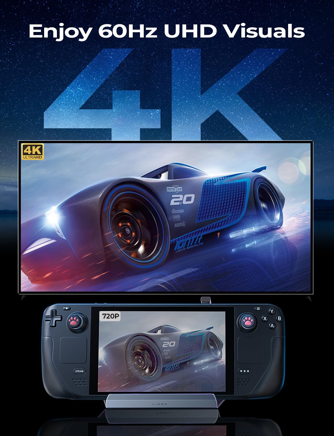 Lisen 13 In 1 Docking Station For Steam Deck Oled&Rog Ally&Legion Go, Dual Cooling Fan 5 Usb Ports And 4K@60Hz, 100W Charging Po