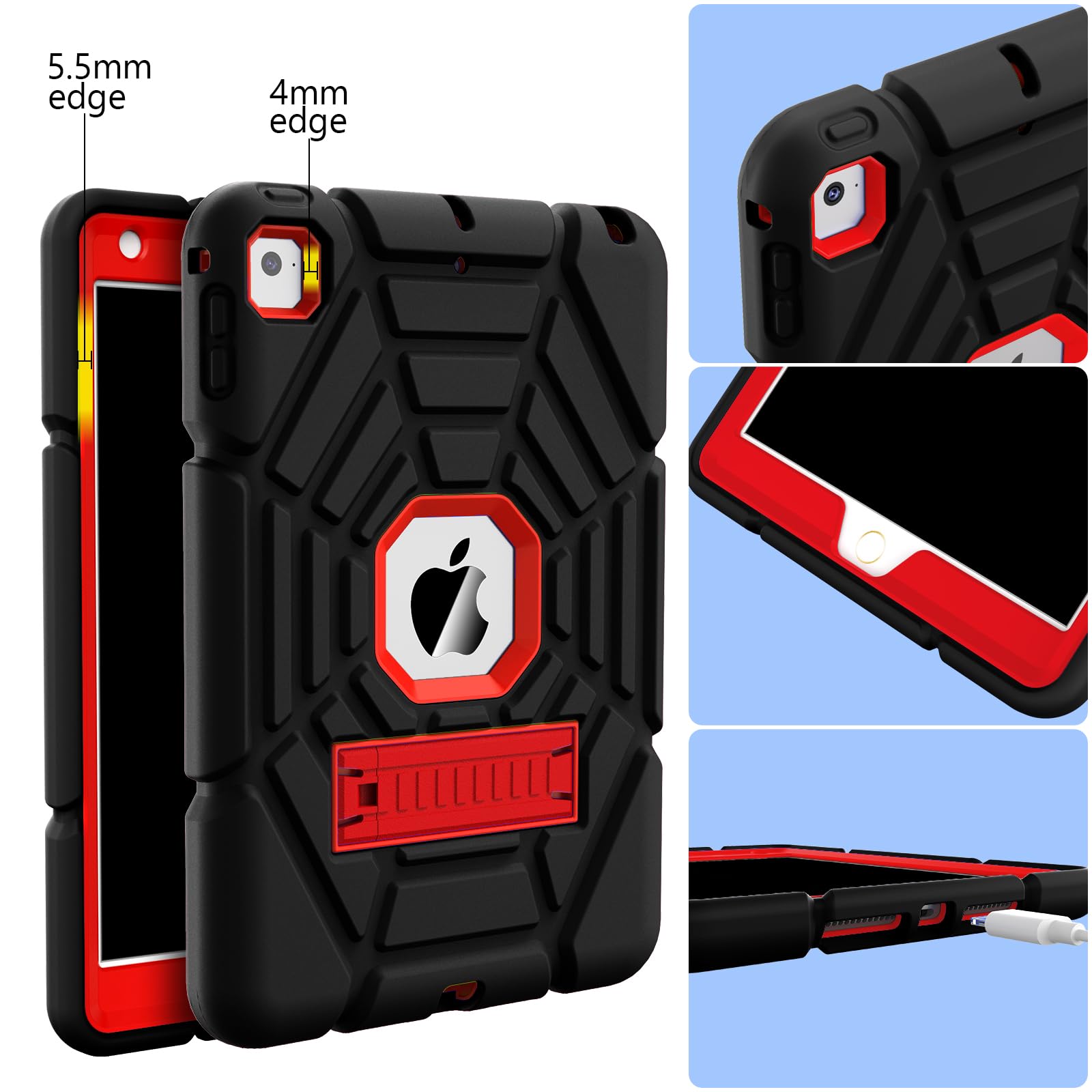 Grifobes For Ipad Mini 5 Case, For Ipad Mini 4 Case For Kids,Heavy Duty Shockproof Rugged Case Cover With Stand,Protective Case