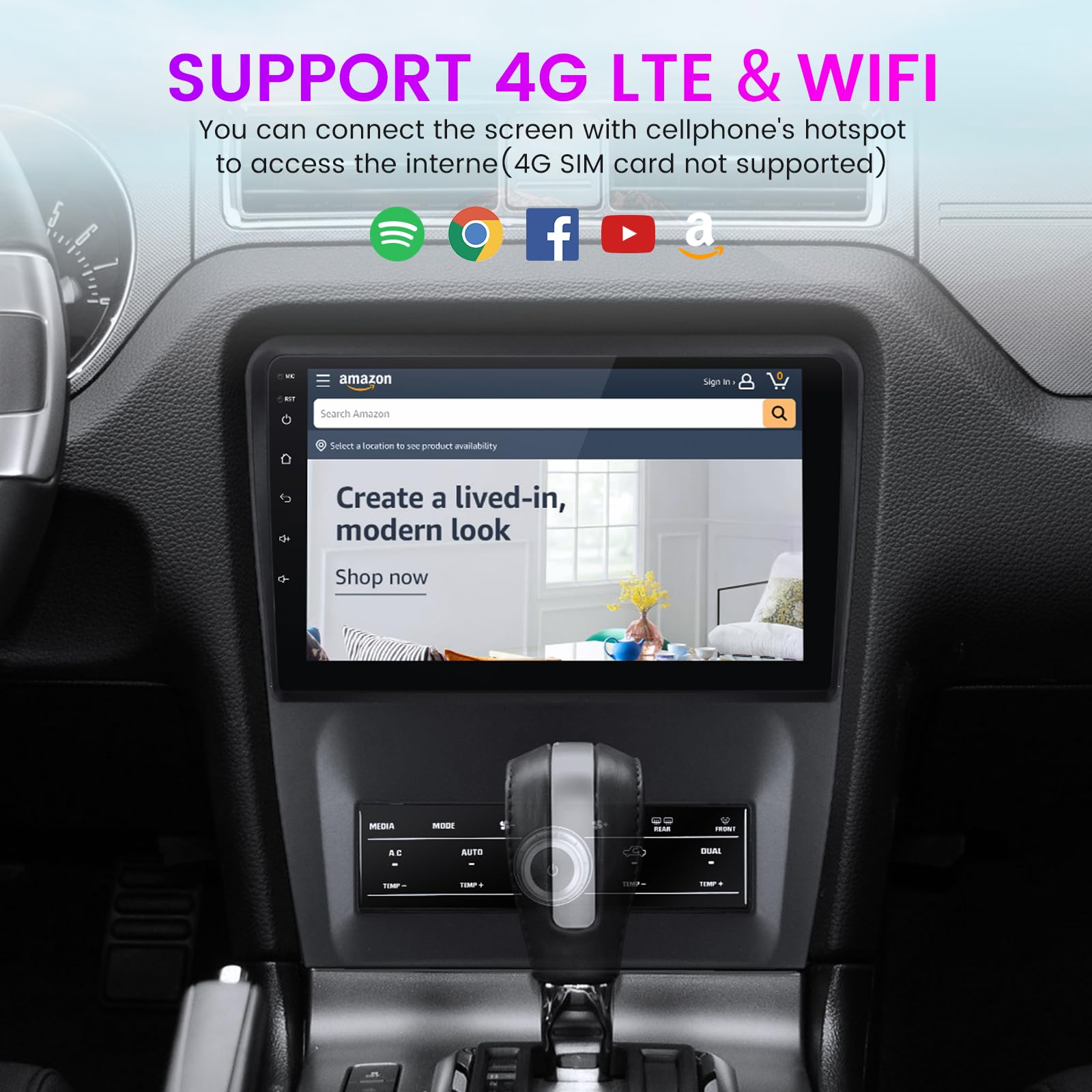 Android 13 Car Stereo For Ford Mustang Touch Screen Radio Upgrade 2010 2011 2012 2013 2014,10 Inch Ips 8 Core 2G+32G, Built In W