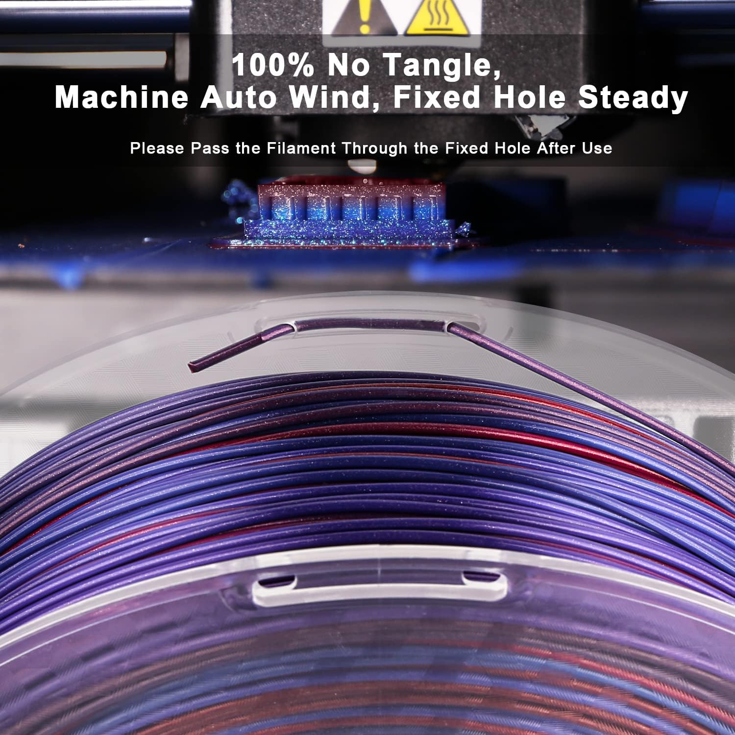 Amolen Pla 3D Printer Filament, Pla Filament 1.75Mm Silk Blue Purple Shiny Red Filament, 3D Printing Filament 1Kg/2.2Lb