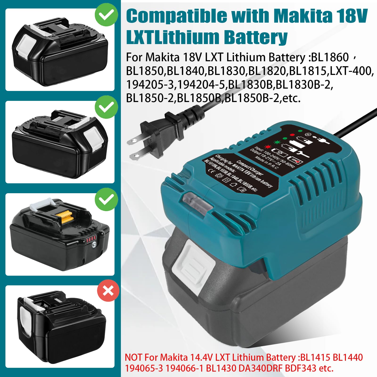 Jjxndo Dc18Rc 18 Volt Lithium Battery Charger Replacement For Makita 18V Lithium Ion Battery Bl1850 Bl1840B Bl1820 Bl1815 Bl1860