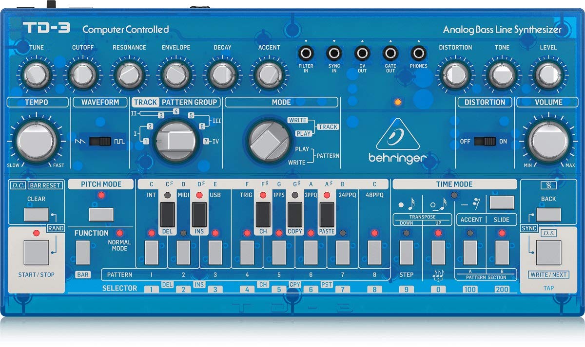 Behringer Td 3 Bb Analog Bass Line Synthesizer With Vco, Vcf, 16 Step Sequencer, Distortion Effects And 16 Voice Poly Chain