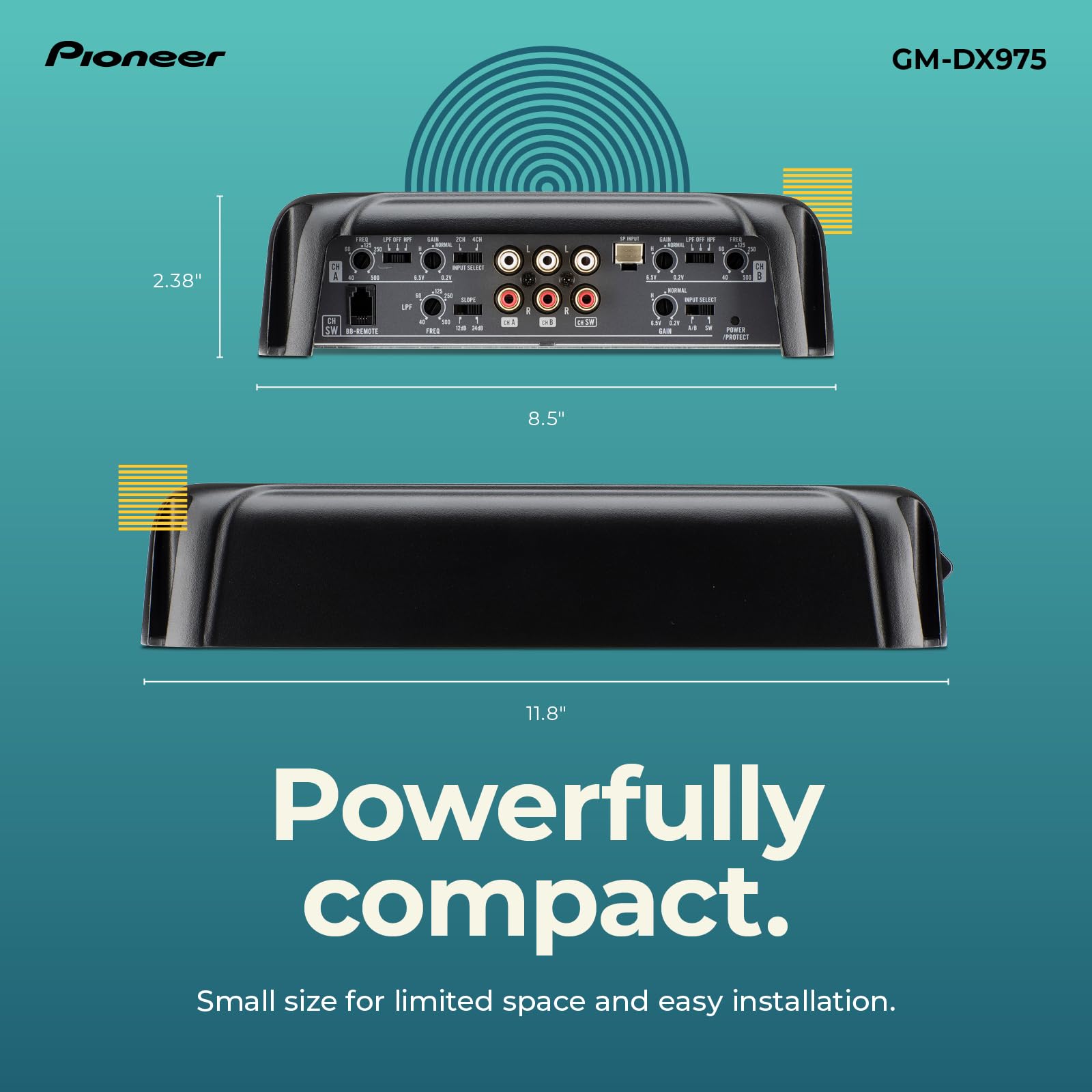Pioneer Gm-Dx975 - Powerhouse Amplifier With 2,000 Watts, Class-D Technology, 5-Channel, Variable Low-Pass Filter, Compact Desig
