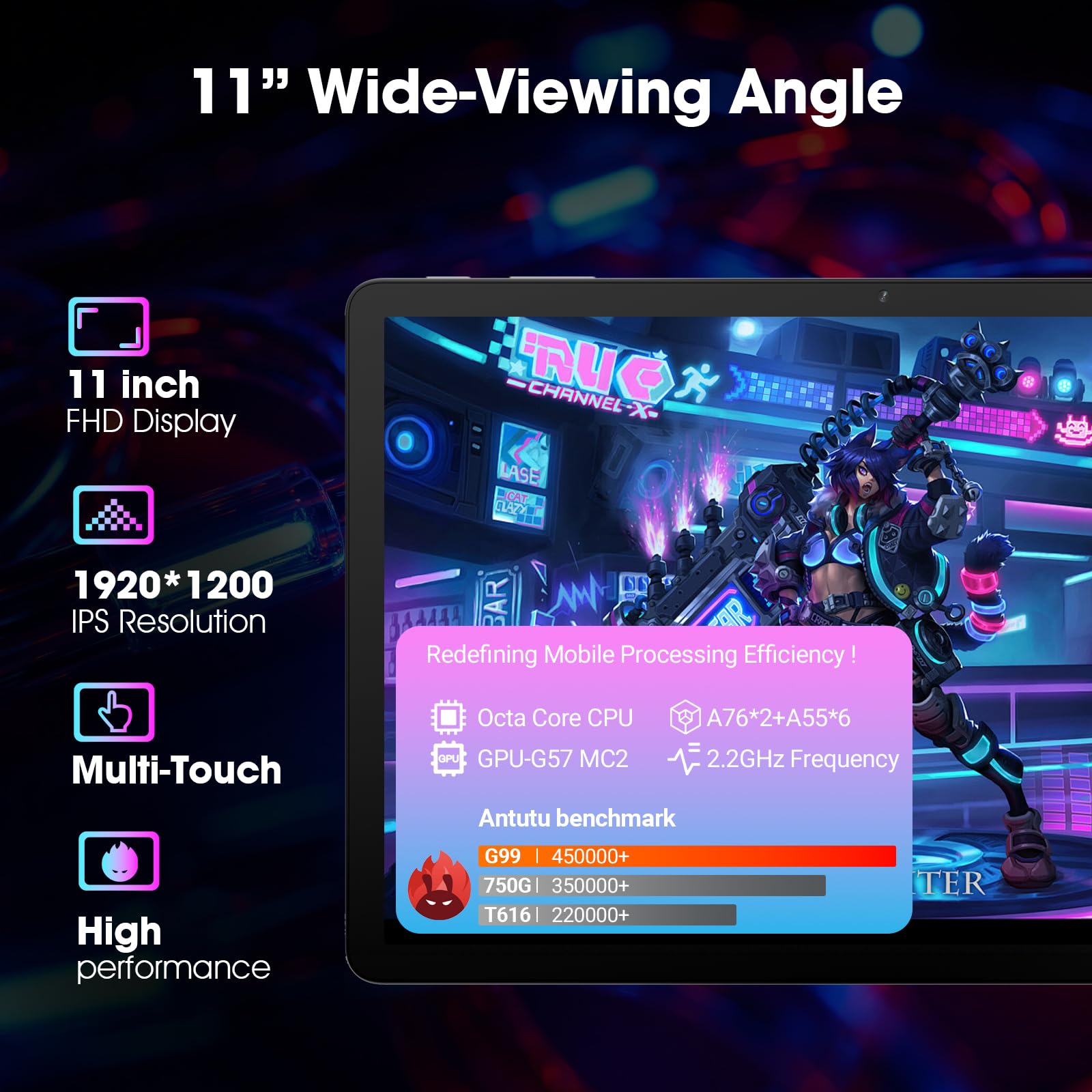 2025 Android 14 Tablet 11 Inch Gaming Tablets Mediatek Helio G99 Octa-Core Fhd 1920 * 1200 Display Android Tablet 16Gb Ram+256Gb