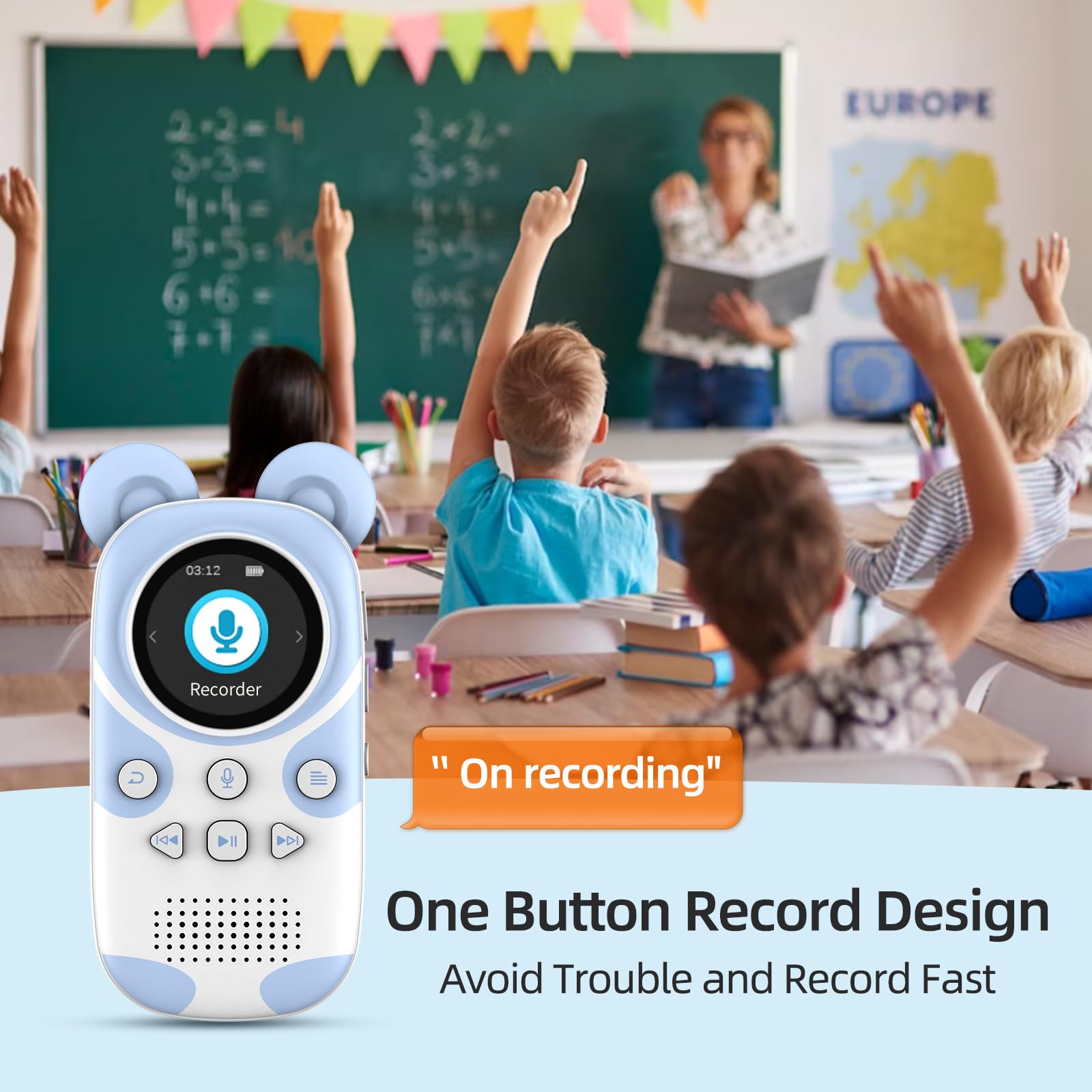 Pinhui Cute Panda Mp3 Player For Kids   32Gb Cartoon Portable Music Player, Child Mp3 Player With Bluetooth, Speaker Built In, F