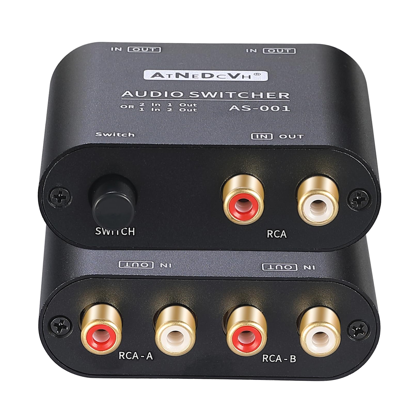 Atnedcvh Audio Switcher, Bi Directional Rca/3.5Mm Port 1 In 2 Out/2 In 1 Out, Noise Reduction Circuit Design, Compatible With Dv
