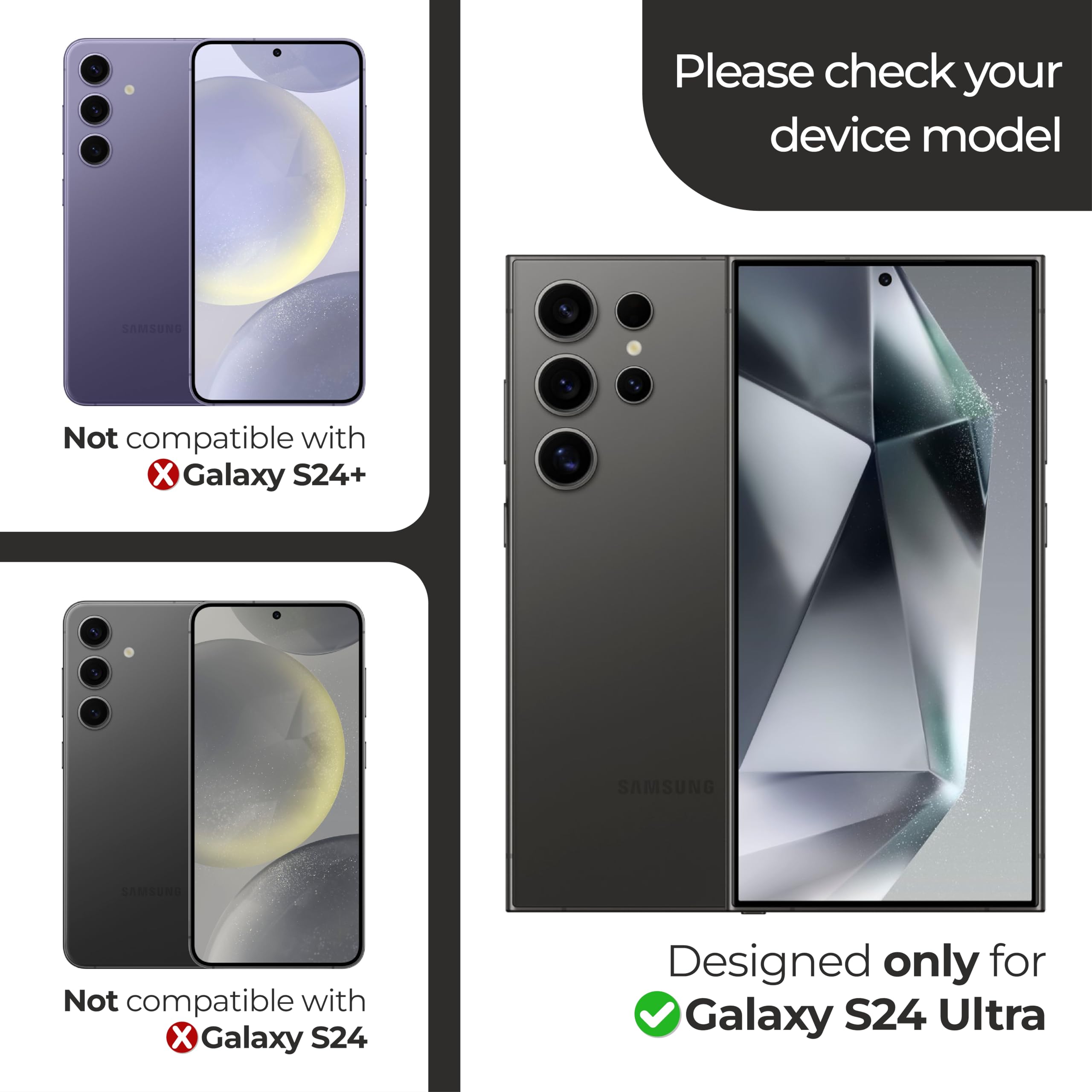 Armorsuit 2+2 Pack For Samsung Galaxy S24 Ultra 6.8'' Tempered Glass Screen Protector + Lens Protector Case Friendly 9H Military