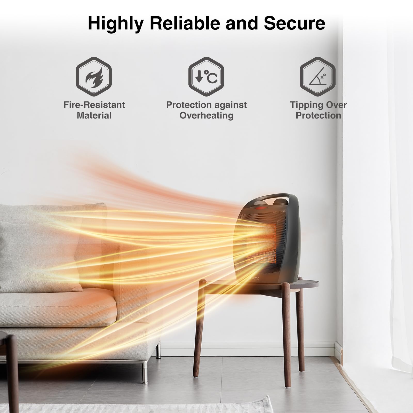 Small Portable Space Heater For Indoor Use   Lutntc 1500W/750W Safe And Quiet Ceramic Electric Heater Fan With Thermostat, Heat