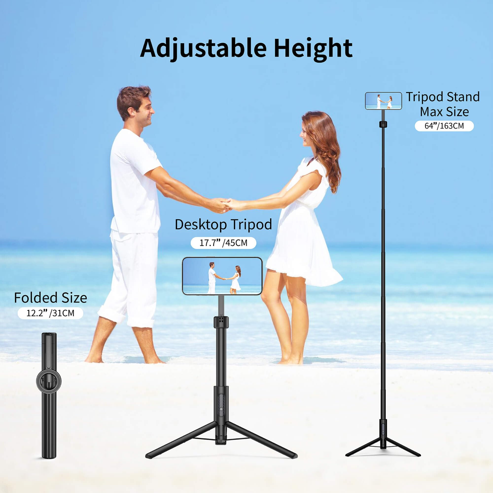 Vimitty For Magsafe Tripod For Iphone 64 Selfie Stick Tripod Phone With Metal Ring And Remote, Phone Tripod For Video Recording,