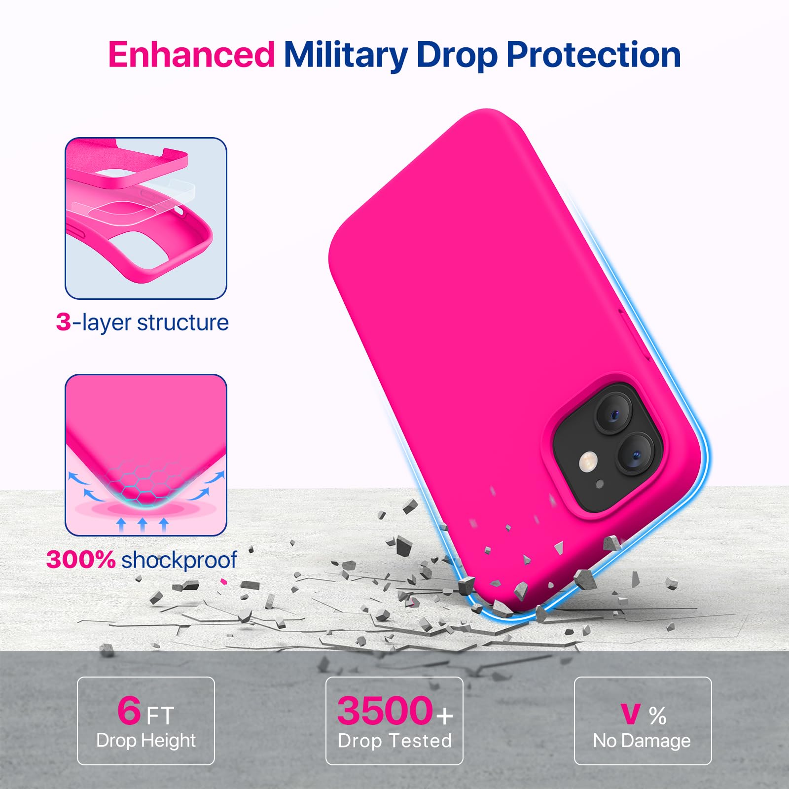 Miracase Compatible With Iphone 12 Case And Iphone 12 Pro Case, Liquid Silicone Gel Rubber Full Body Protection Shockproof Drop