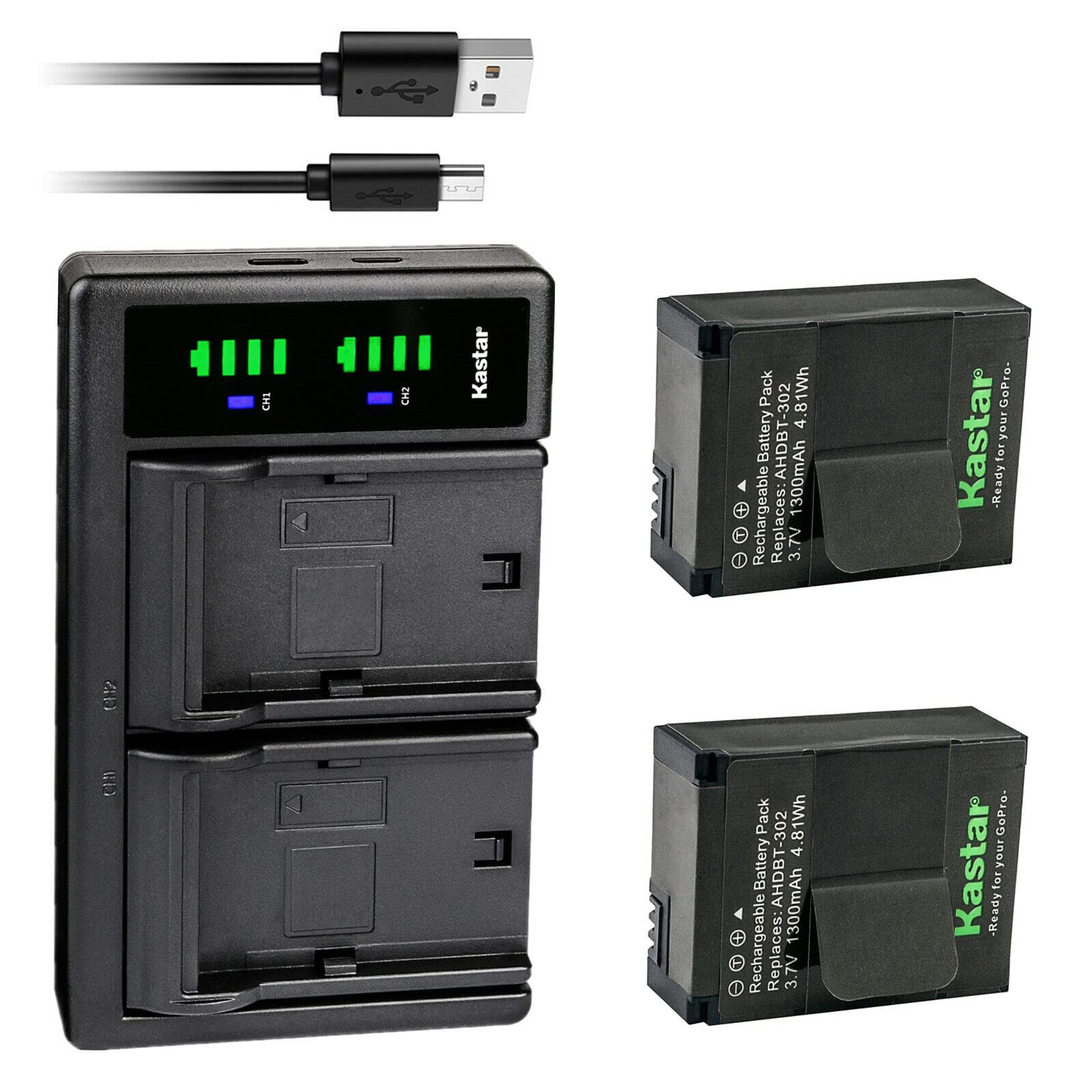 Kastar 2-Pack Battery and LTD2 USB Charger Replacement for Suptig Diving Light High Power Dimmable Waterproof LED Video Light, S