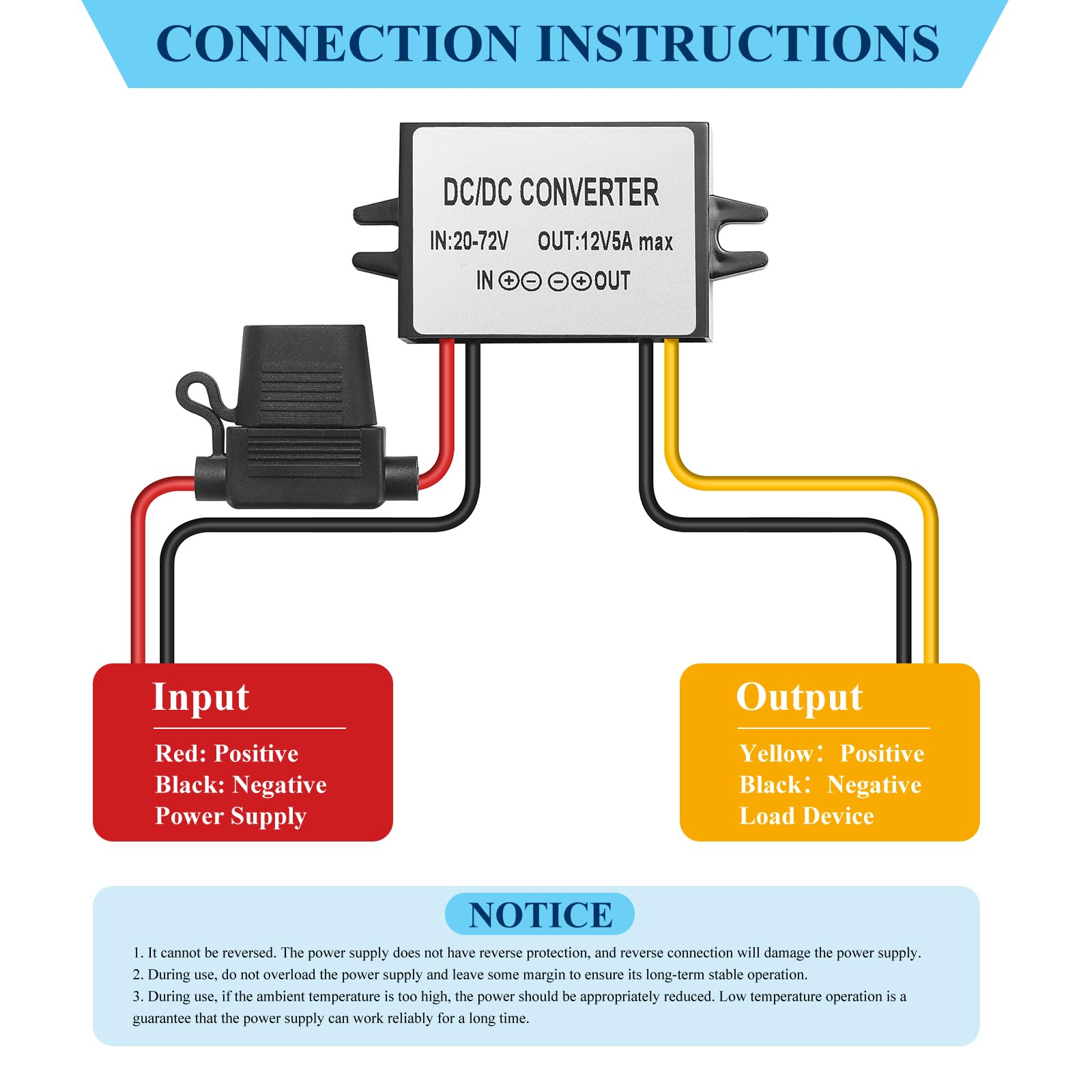 Mzhou Dc 17 72V To 12V Step Down Converter Buck Converter,24/36/48/60V To 12V 5A 60W High Efficiency Voltage Converter, Ip67 Wat