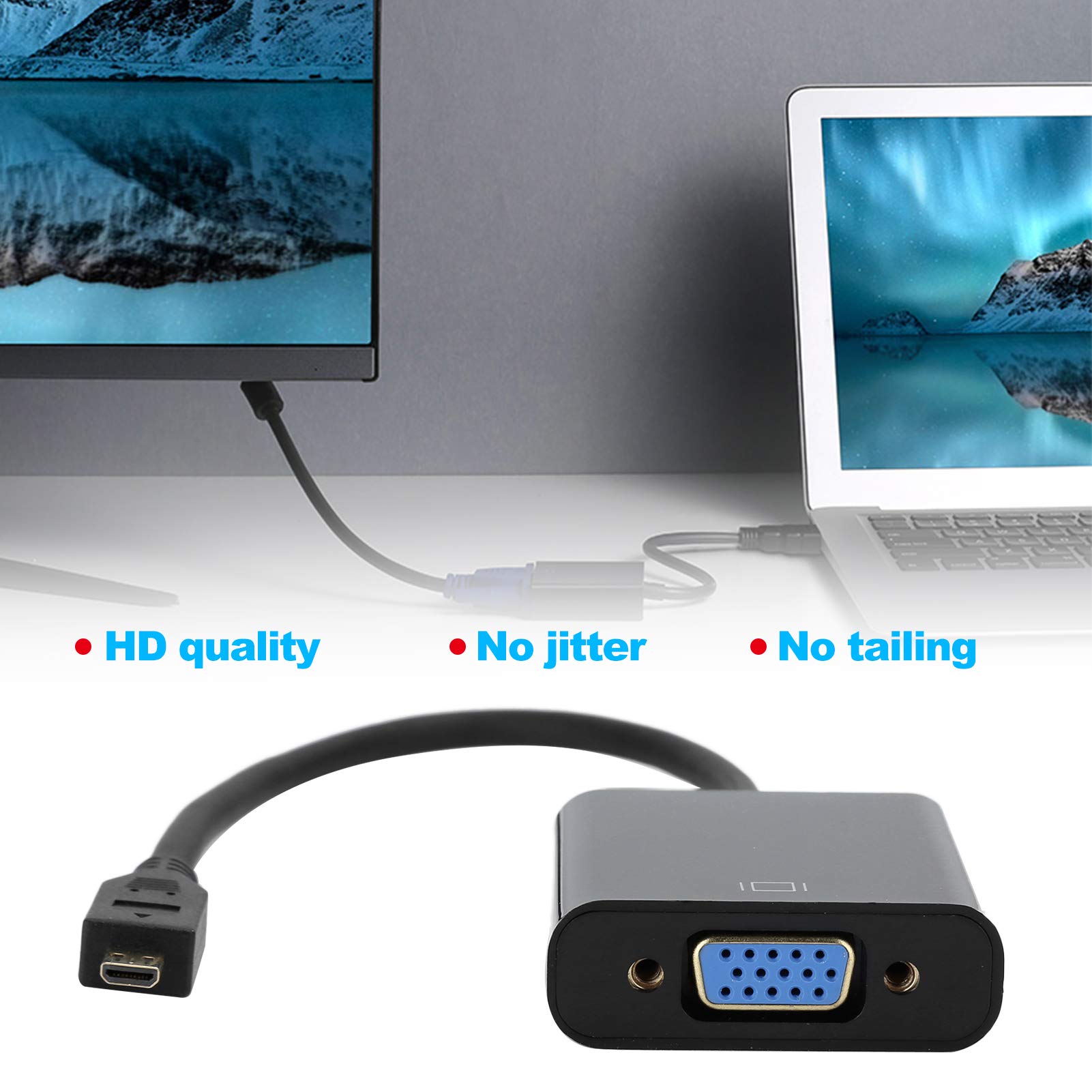 Micro Hdmi To Vga Adapter, Micro Hdmi To Vga Cable Support 1080P, Vga Video Converter Adapter Support Hdcp, For Raspberry Pi 4B