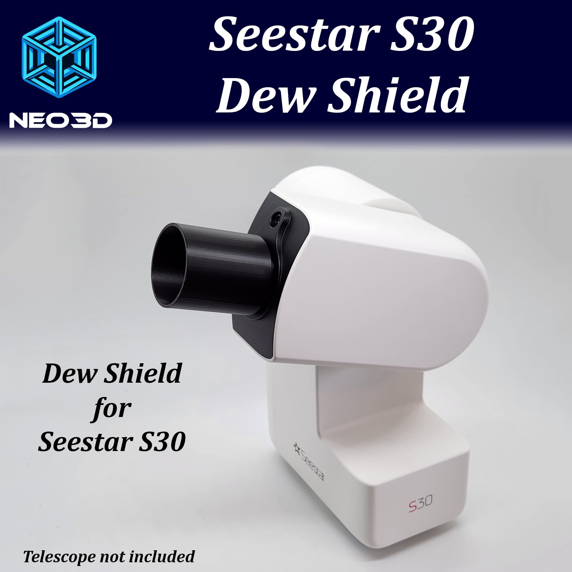 Seestar S30 Dew Shield Premium Glow Accessory Kit, Dew Shield, Dust Cap, Glow In The Dark Feet, Bahtinov Focus Mask, Diffraction