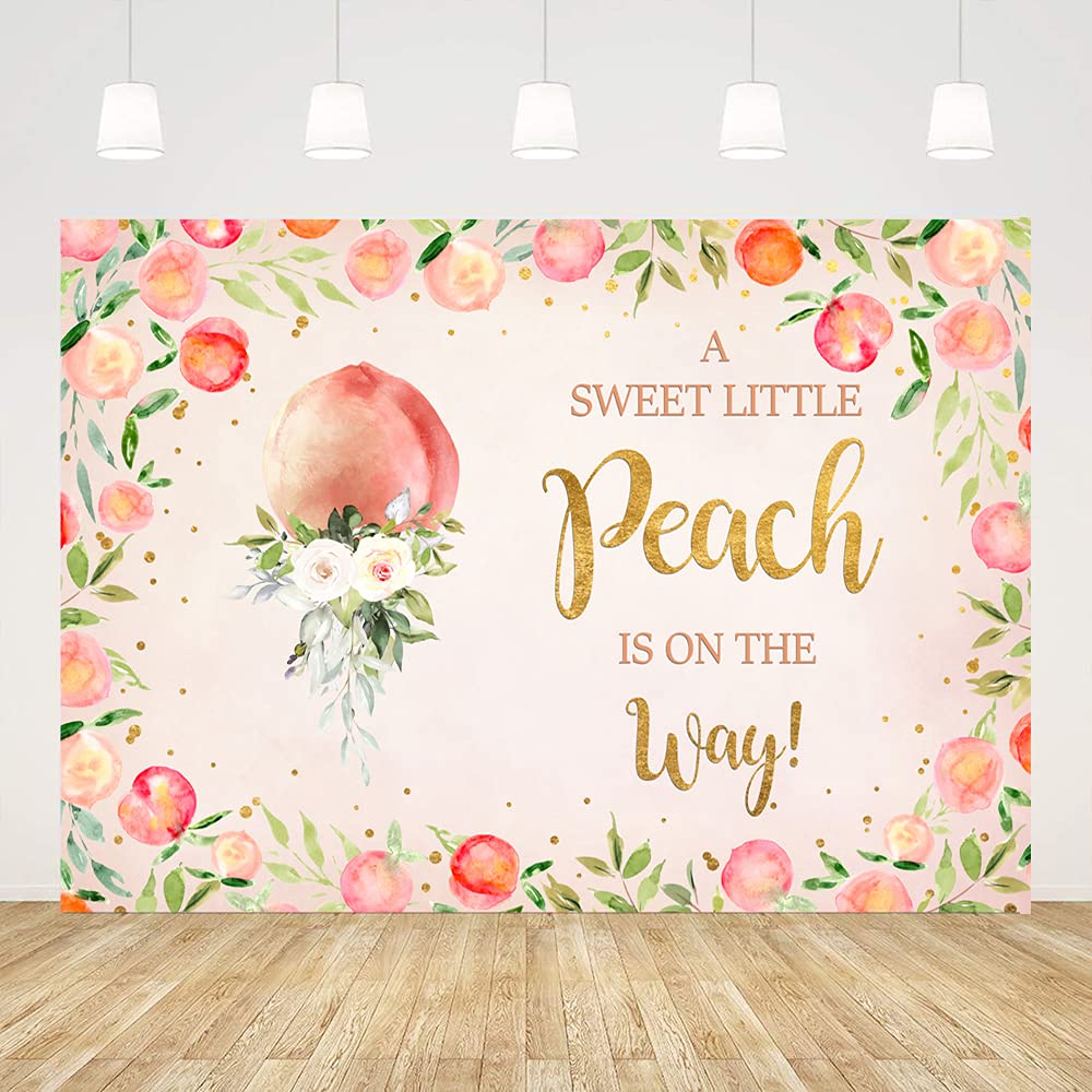 Ticuenicoa A Sweet Little Peach Is On The Way Backdrop For Baby Shower Pink Peach Photography Background For Babyshower It'S A Girl Backdrops Oh Baby Banner For Girl Birthday Photo Booth Props 5X3Ft