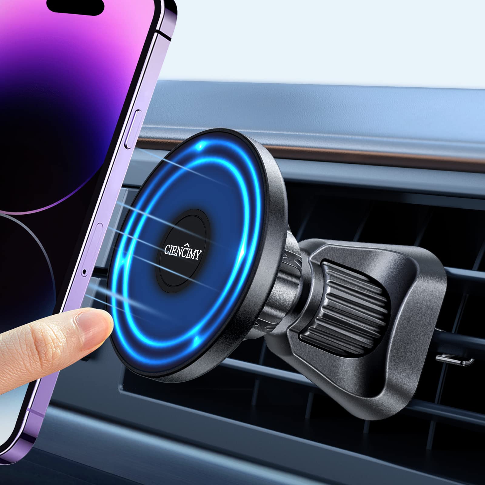 Ciencimy Magnetic Car Mount Compatible With Magsafe Case And Iphone 13/14 Pro Max Mini/Iphone 12 Pro Max Mini, 360 Adjustable St