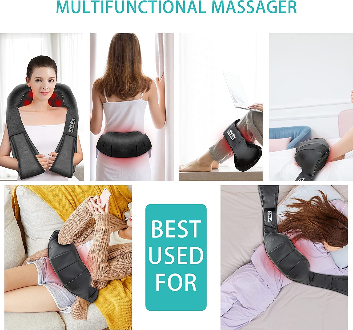 Aerlang Shiatsu Back And Neck Massager, Back Massager Deep Tissue Kneading Massager Neck And Shoulder Massager With Heat, Electr