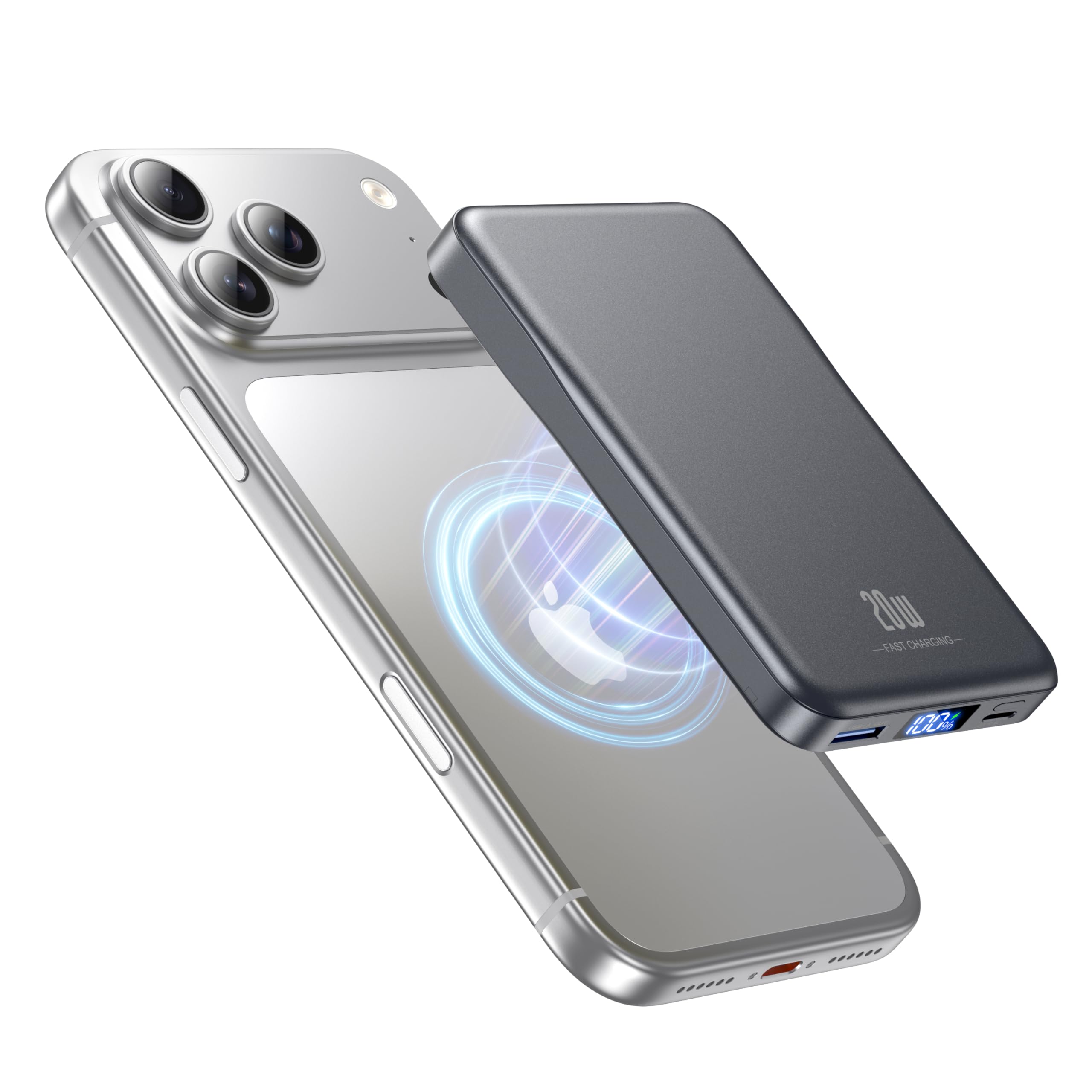Magnetic Portable Charger 10000mAh, Fast Charging MagSafe Battery Pack