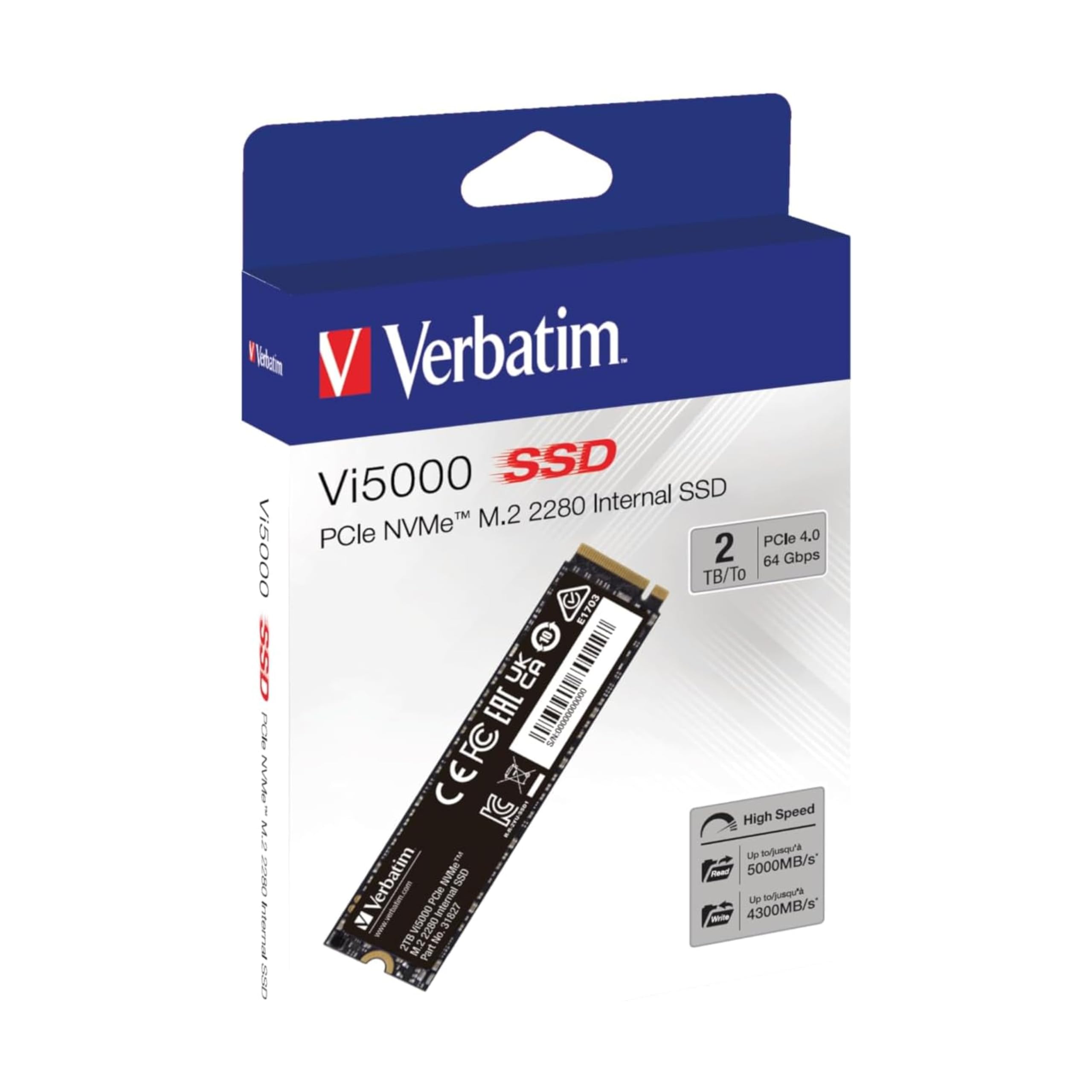 Verbatim 2Tb Ssd Vi5000 Internal Solid State Hard Drive Pcie Nvme M.2 2282