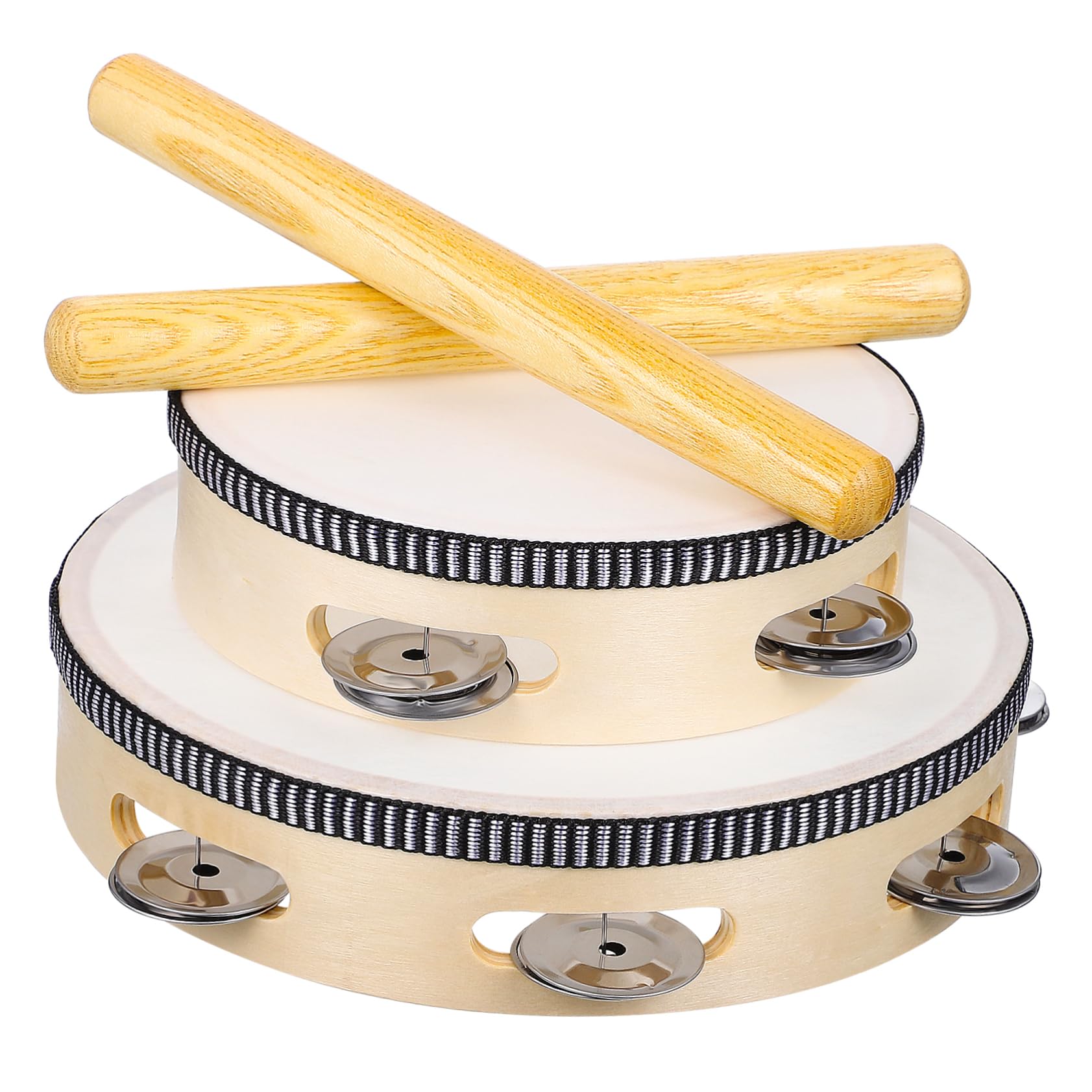 EXCLUZO 2pcs Orff Musical Instrument Tambourine Toon Wood Rhythm Stick Tambourine for Kids Rhythm Sticks for Kids Wood Handheld 