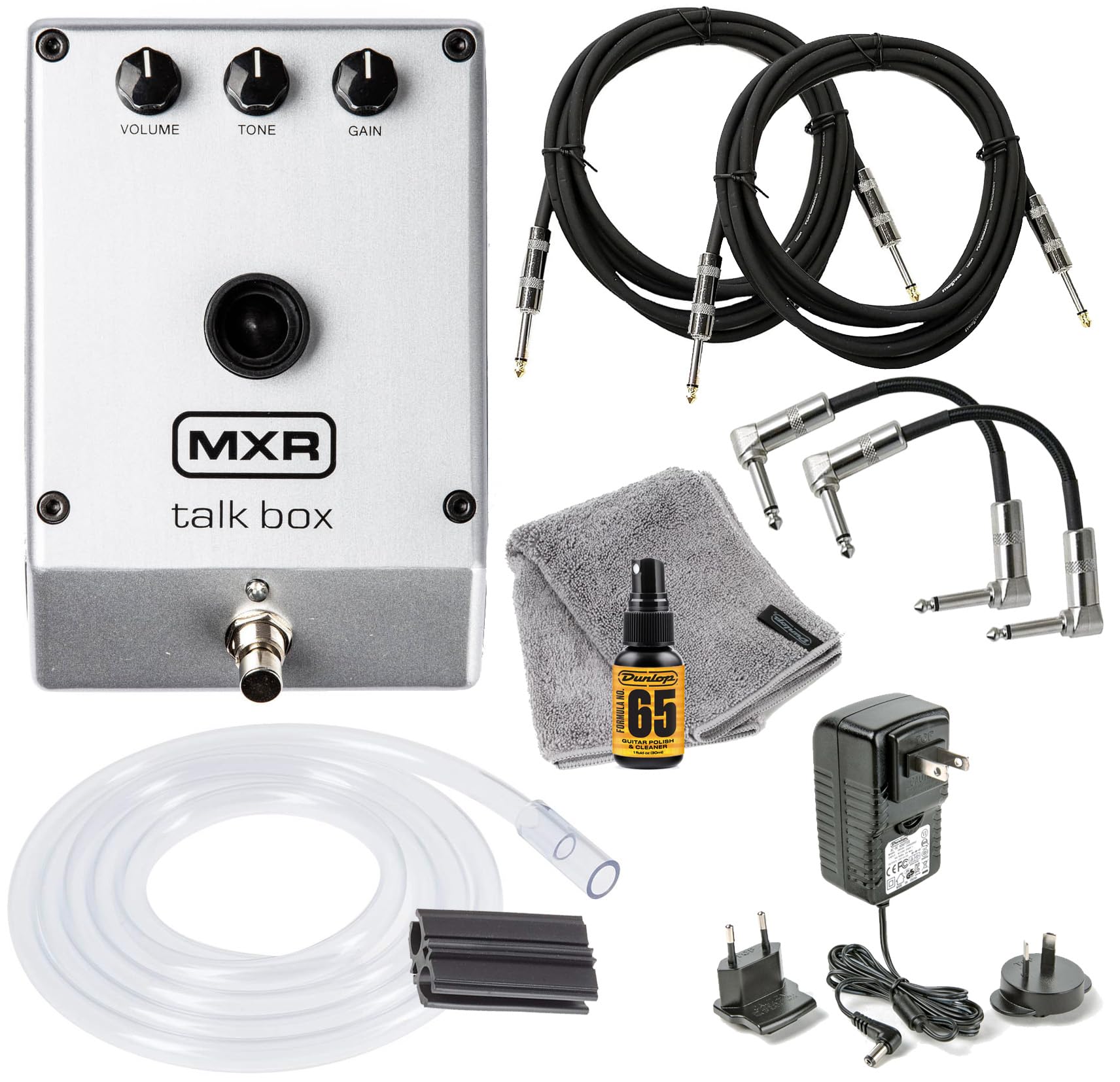 MXR M222 TALK BOX Effects Pedal Voicebox for Guitar, Keyboard and other instruments with Tonebird 2-Cable, 2- Patch Cable, Dunlo