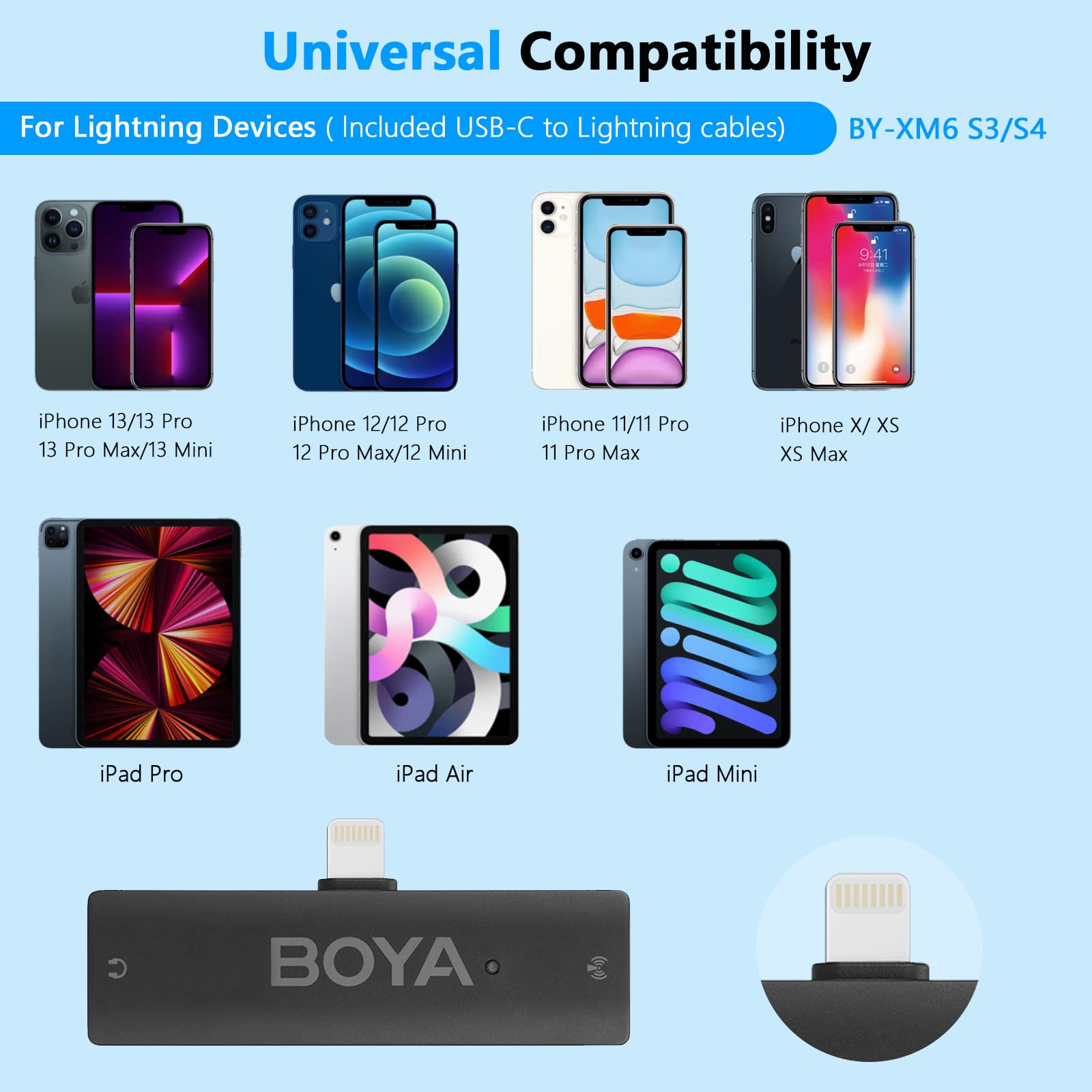 Boya Wireless Lavalier Microphone For Iphone By Xm6 K4 Mfi Lightning Plug Play Dual Microphones With Charging Case Clip On Lapel