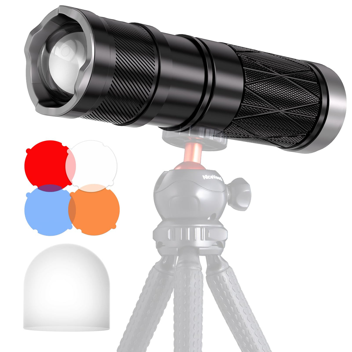 Niceveedi Handheld Photography Lighting With 4 Color Modes, Photography Flashlight With 6000Mah Rechargeable Battery&Diffusion,