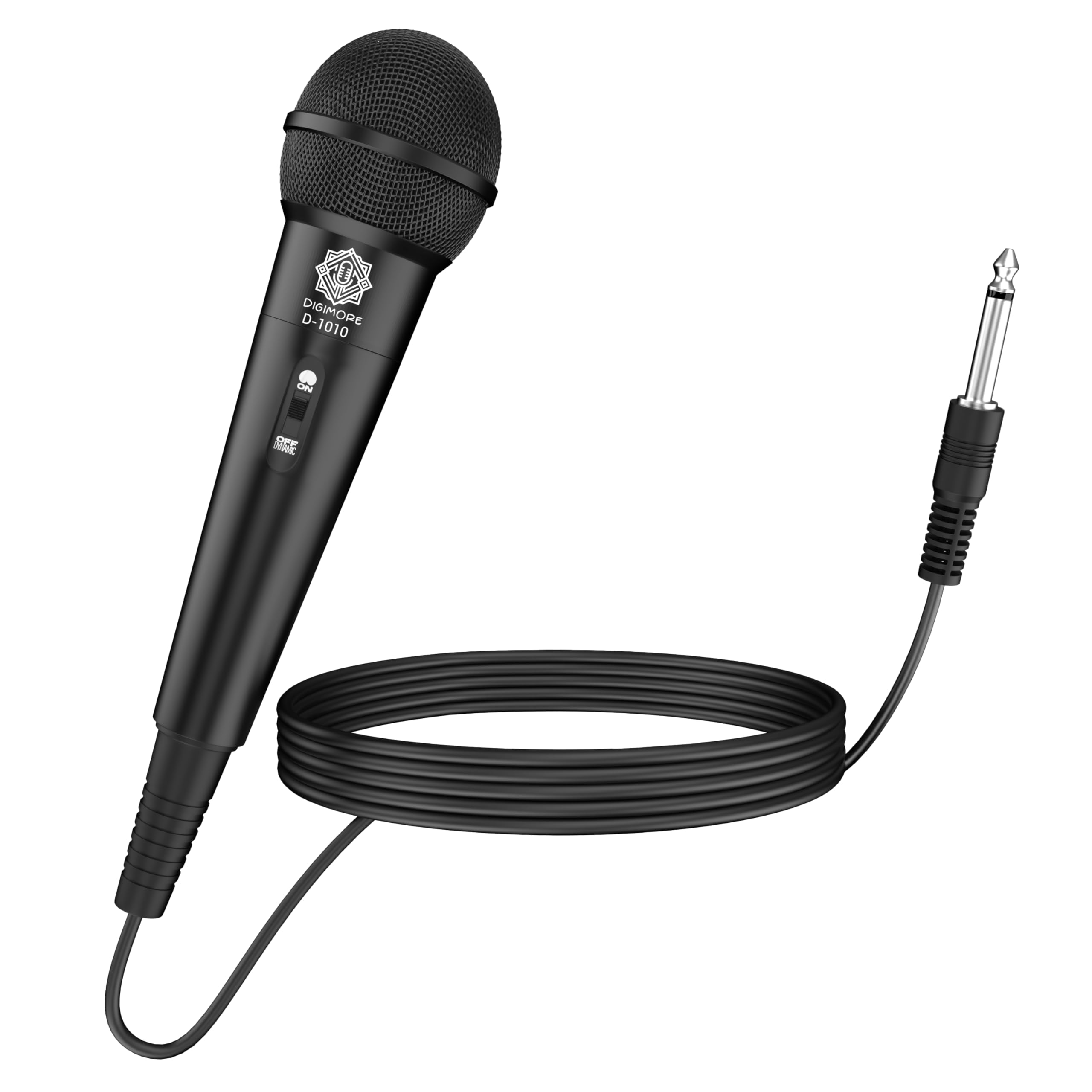 DIGIMORE Cardioid Dynamic Microphone | 6.35mm Jack | High Sensitivity | 3m Cable | ON/Off Switch | Ideal for Karaoke, Singing, P